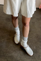 Color Block Cottage Socks - White Linen / Ht. Grey