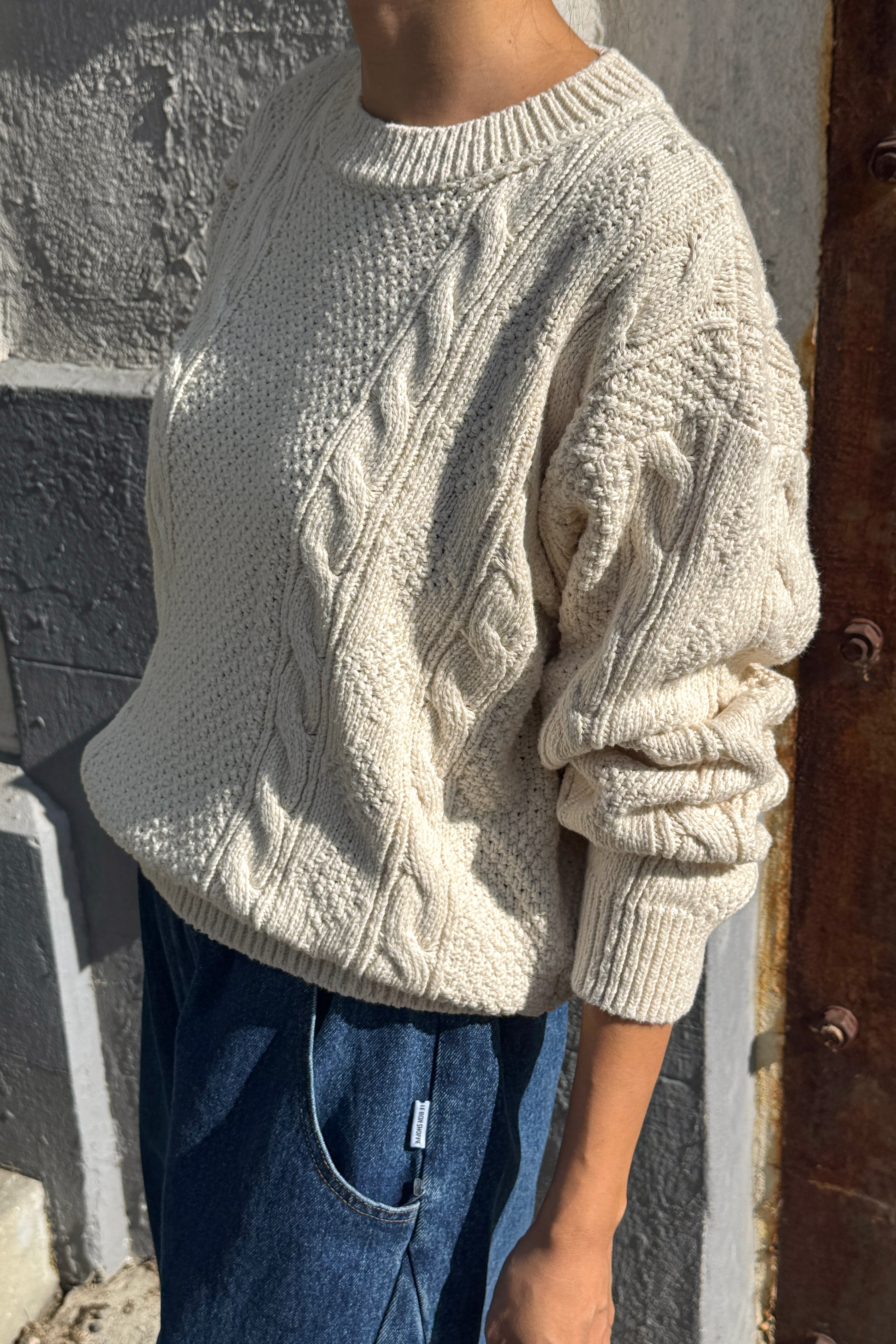 Cotton Fisherman Sweater  - Naturel