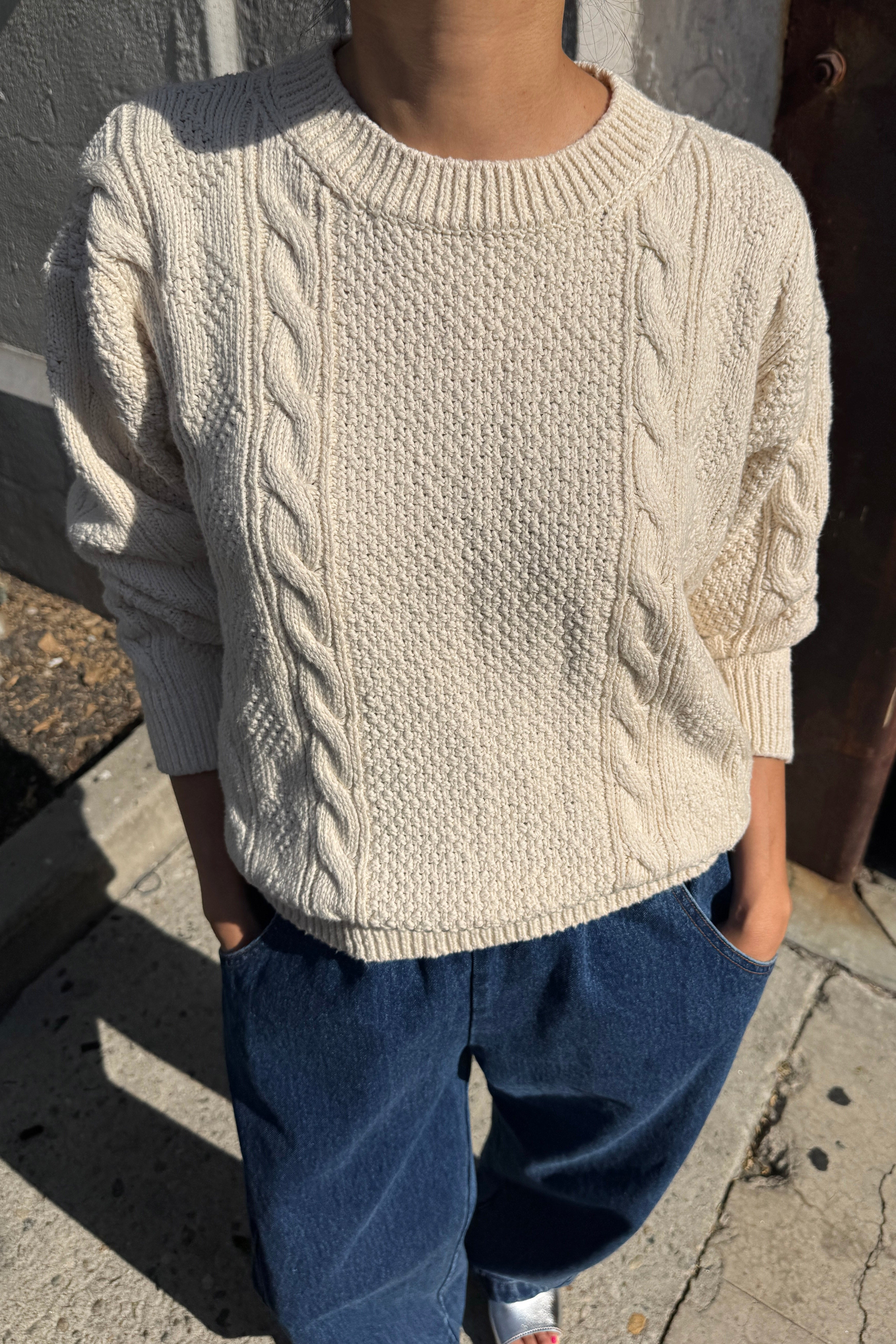 Cotton Fisherman Sweater  - Naturel