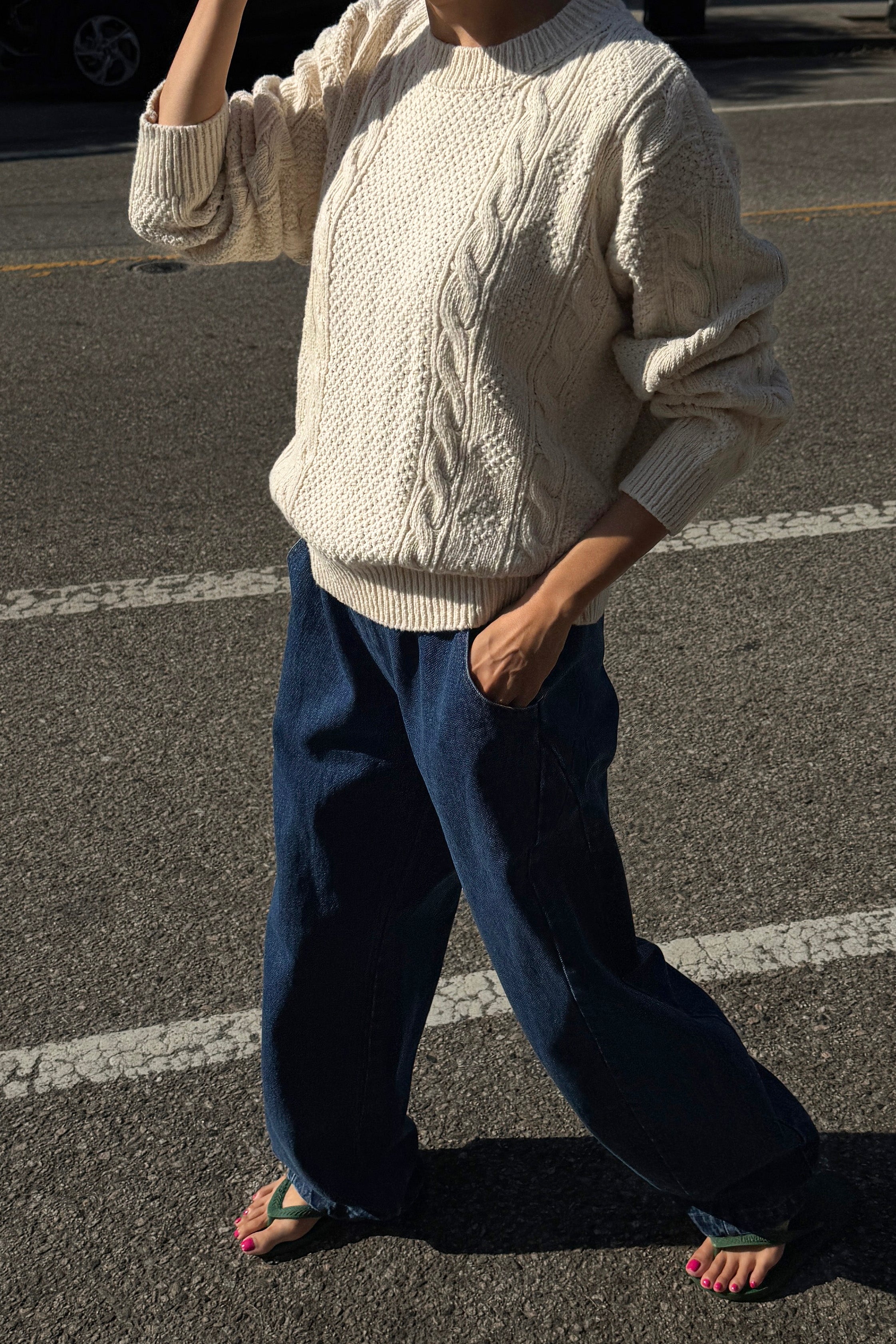 Cotton Fisherman Sweater  - Naturel