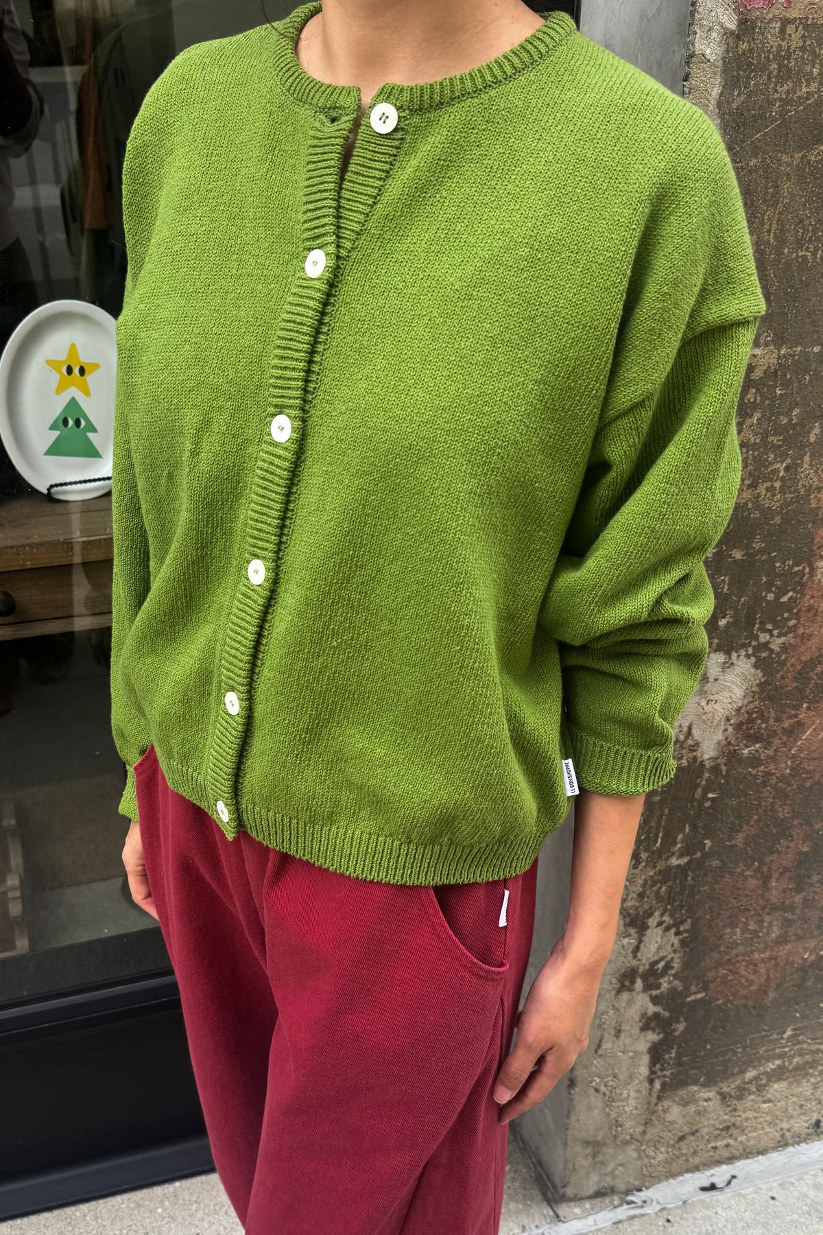 Cotton Leila Cardigan - Avocado