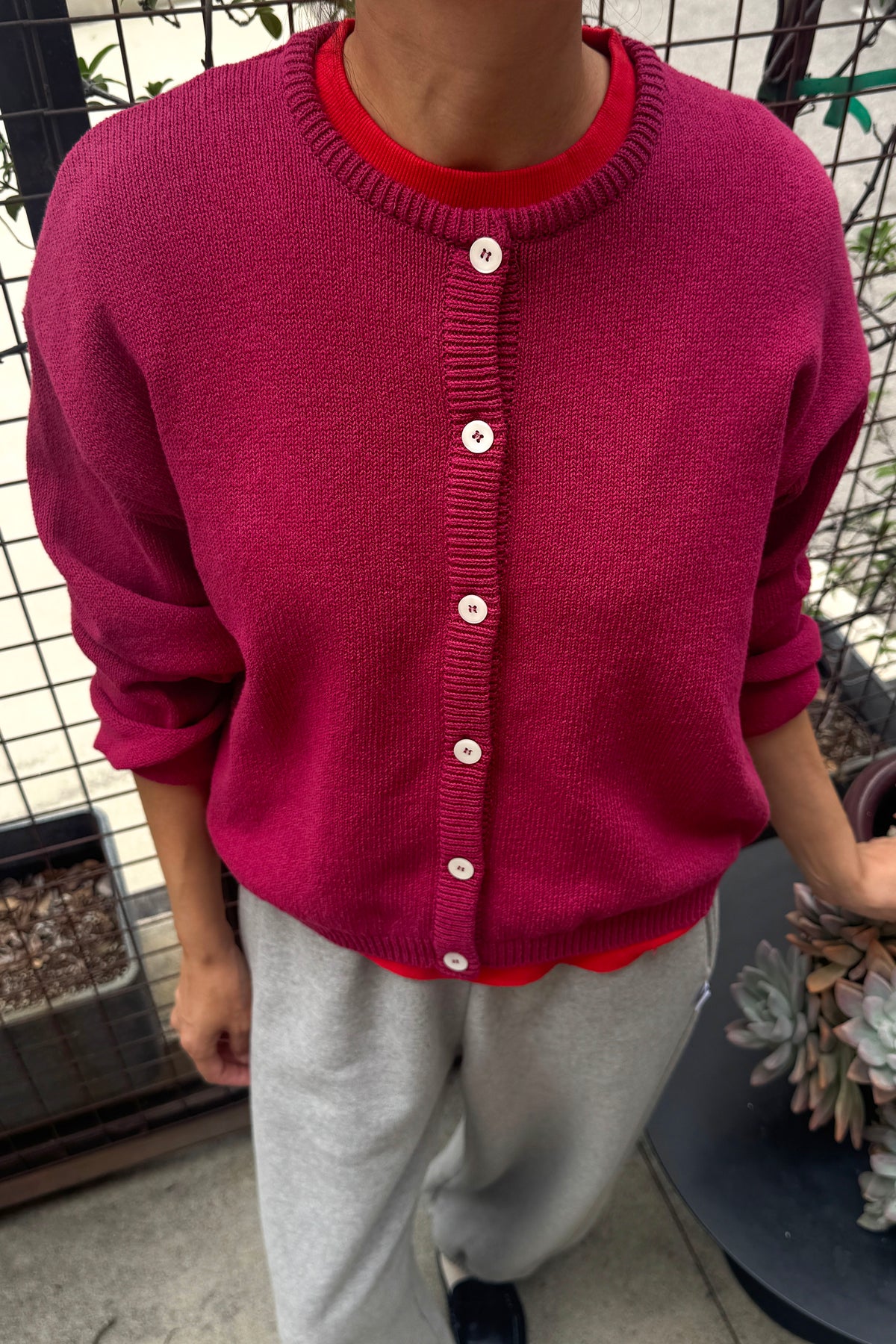 Cotton Leila Cardigan - Prune