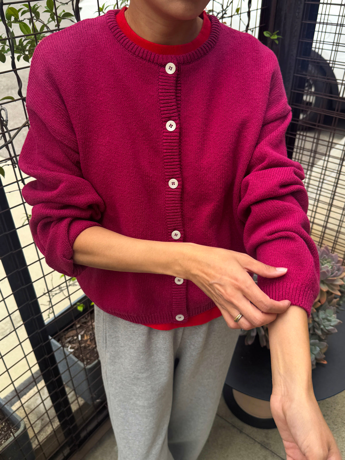 Cotton Leila Cardigan - Prune