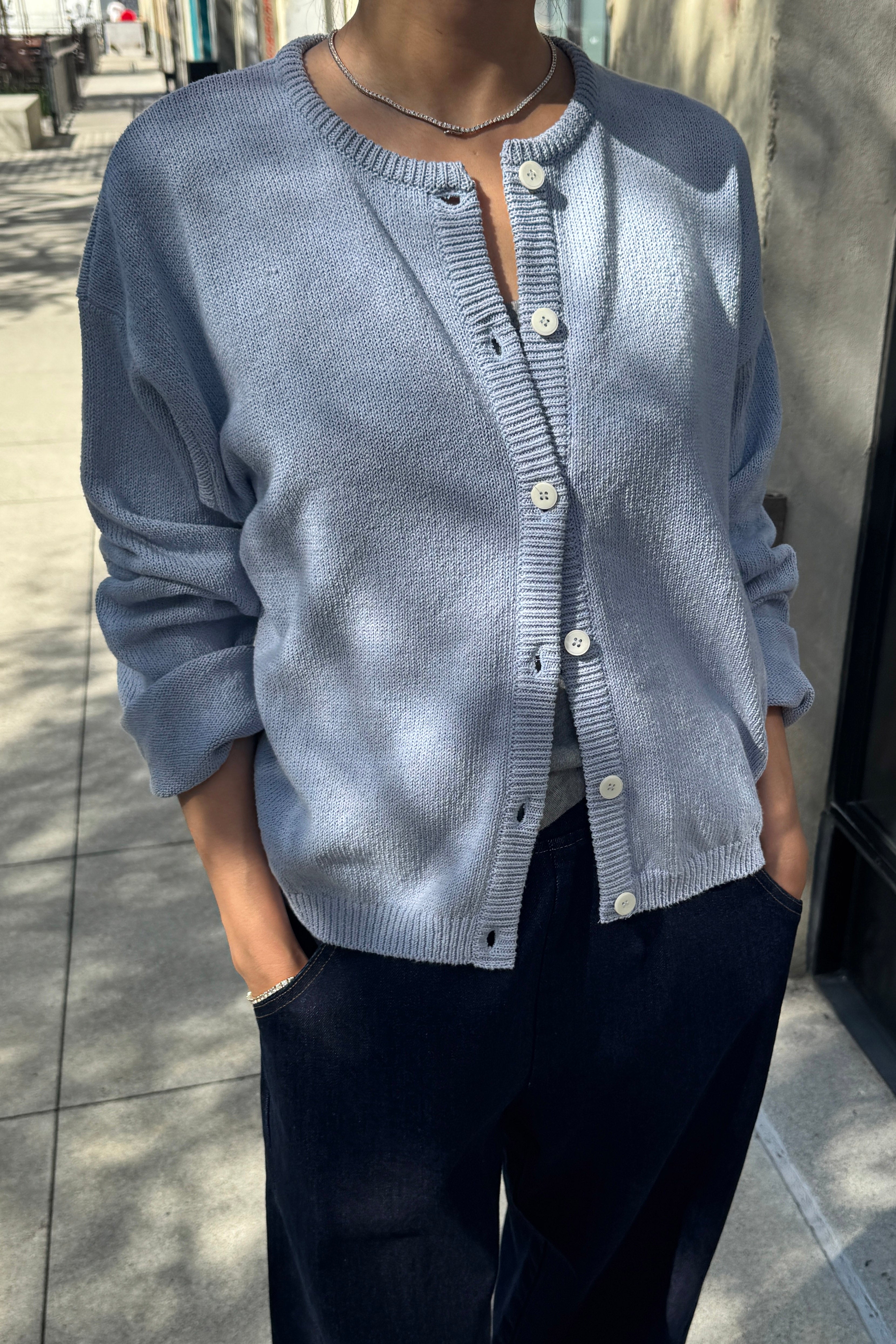 Cotton Leila Cardigan - Cornflower