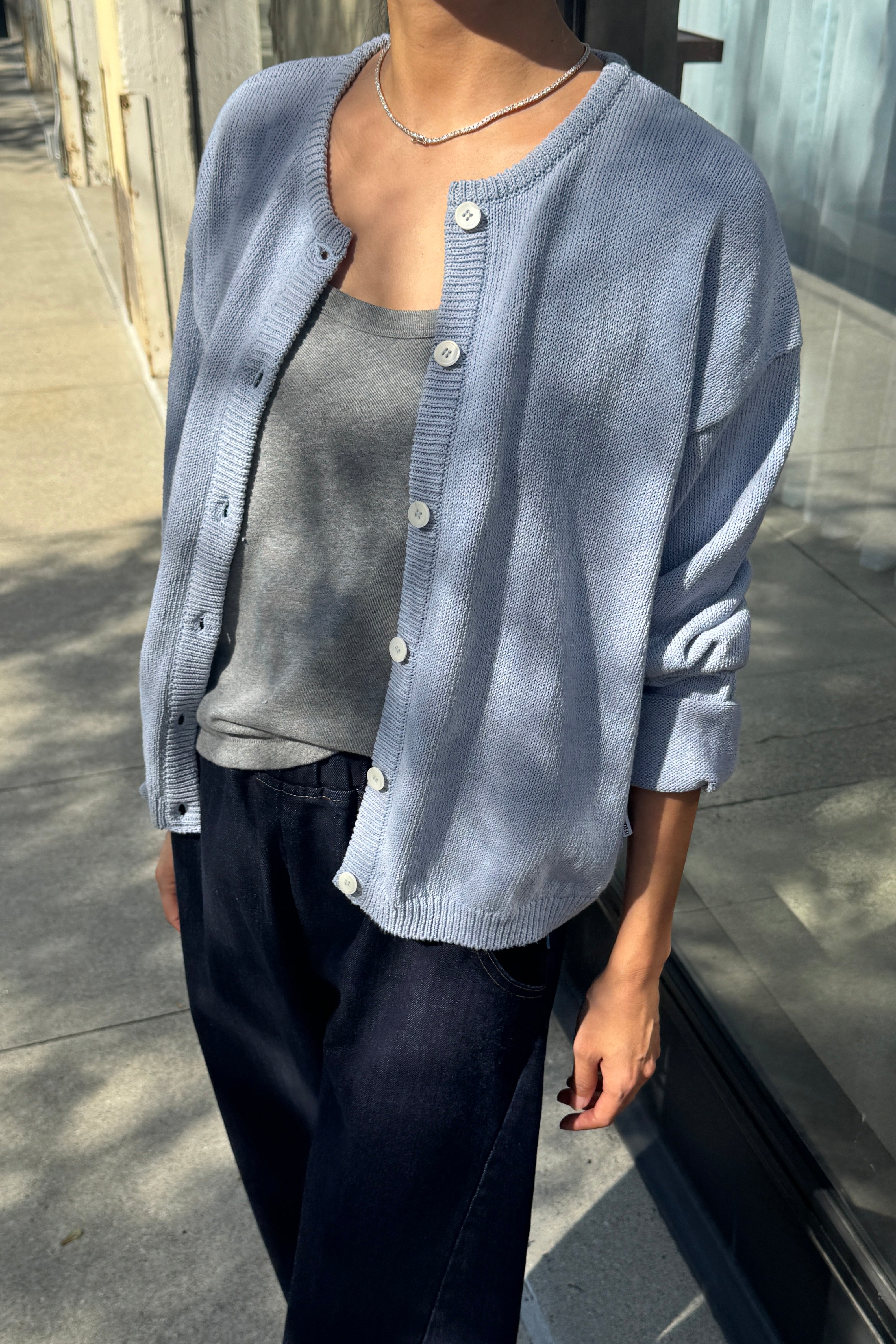 Cotton Leila Cardigan - Cornflower