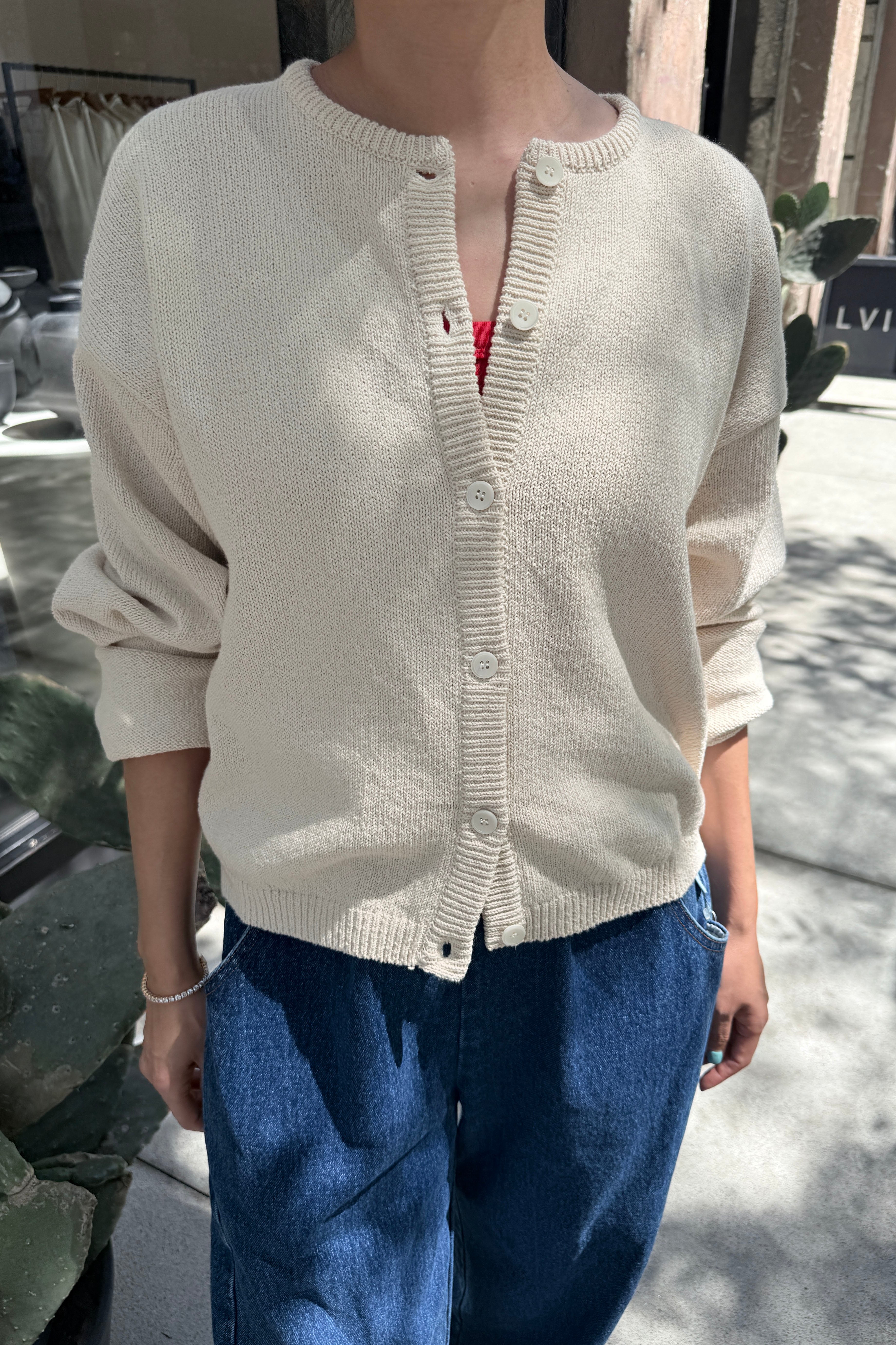 Cotton Leila Cardigan - Naturel