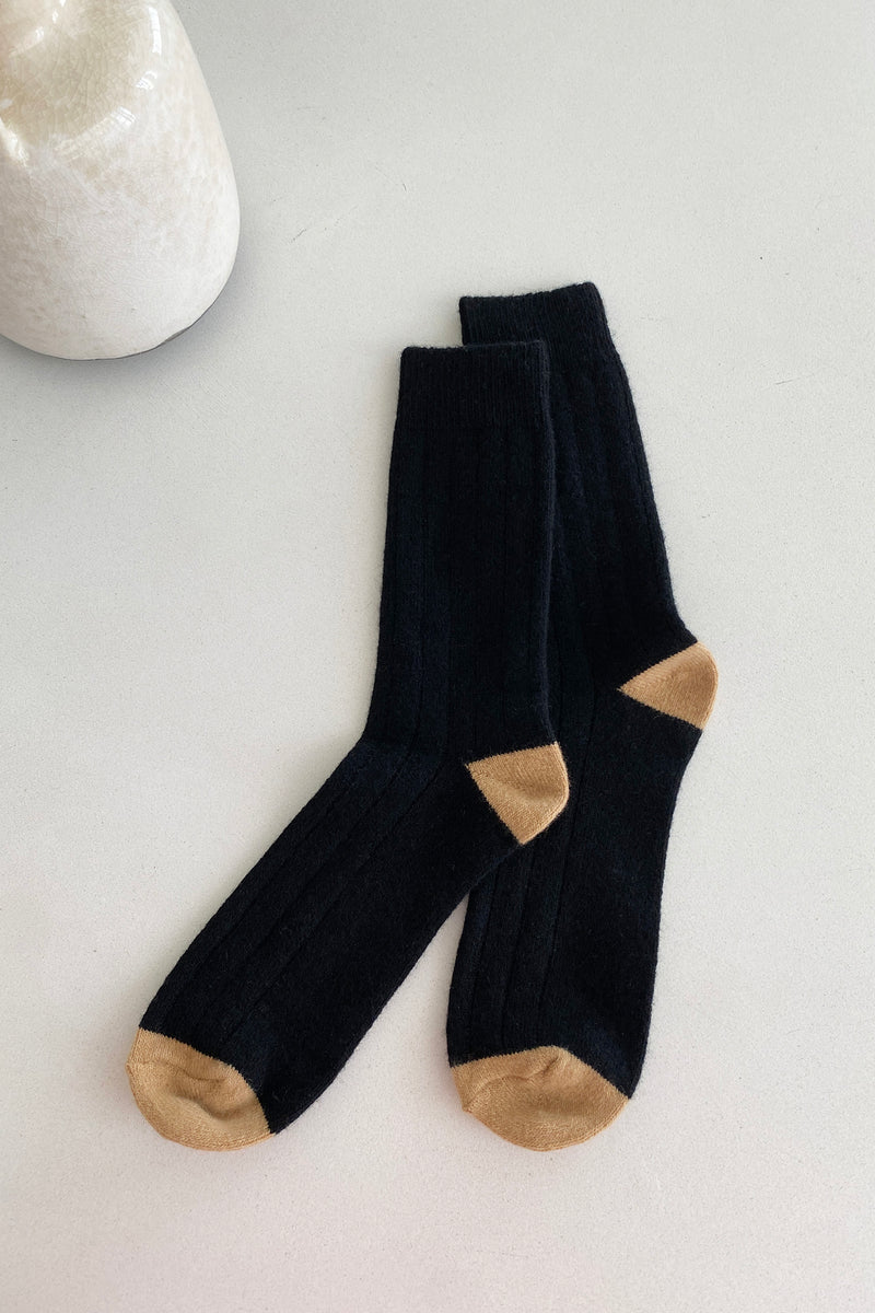 Calcetines clásicos extendidos de cachemira - Negro