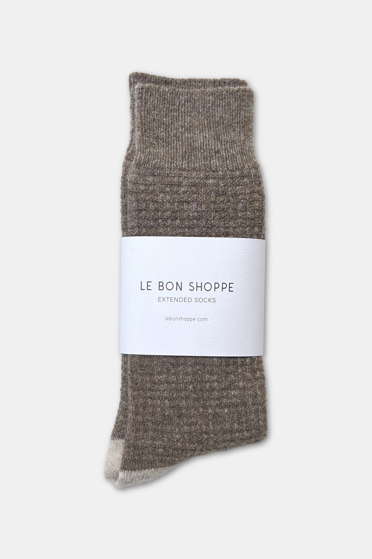 Extended Wool Waffled Socks - Brown/Oatmeal