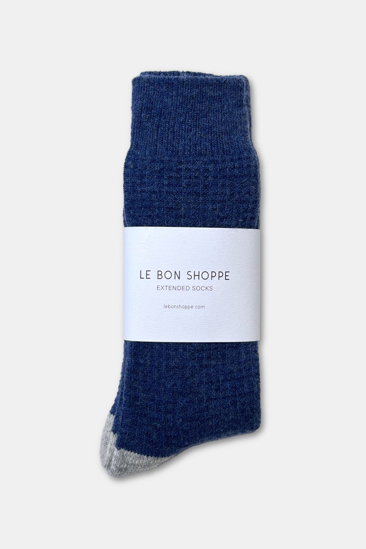 Extended Wool Waffled Socks - Denim/Stone