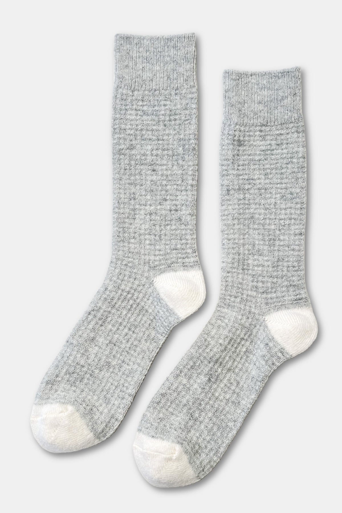 Extended Wool Waffled Socks - Stone/Cream