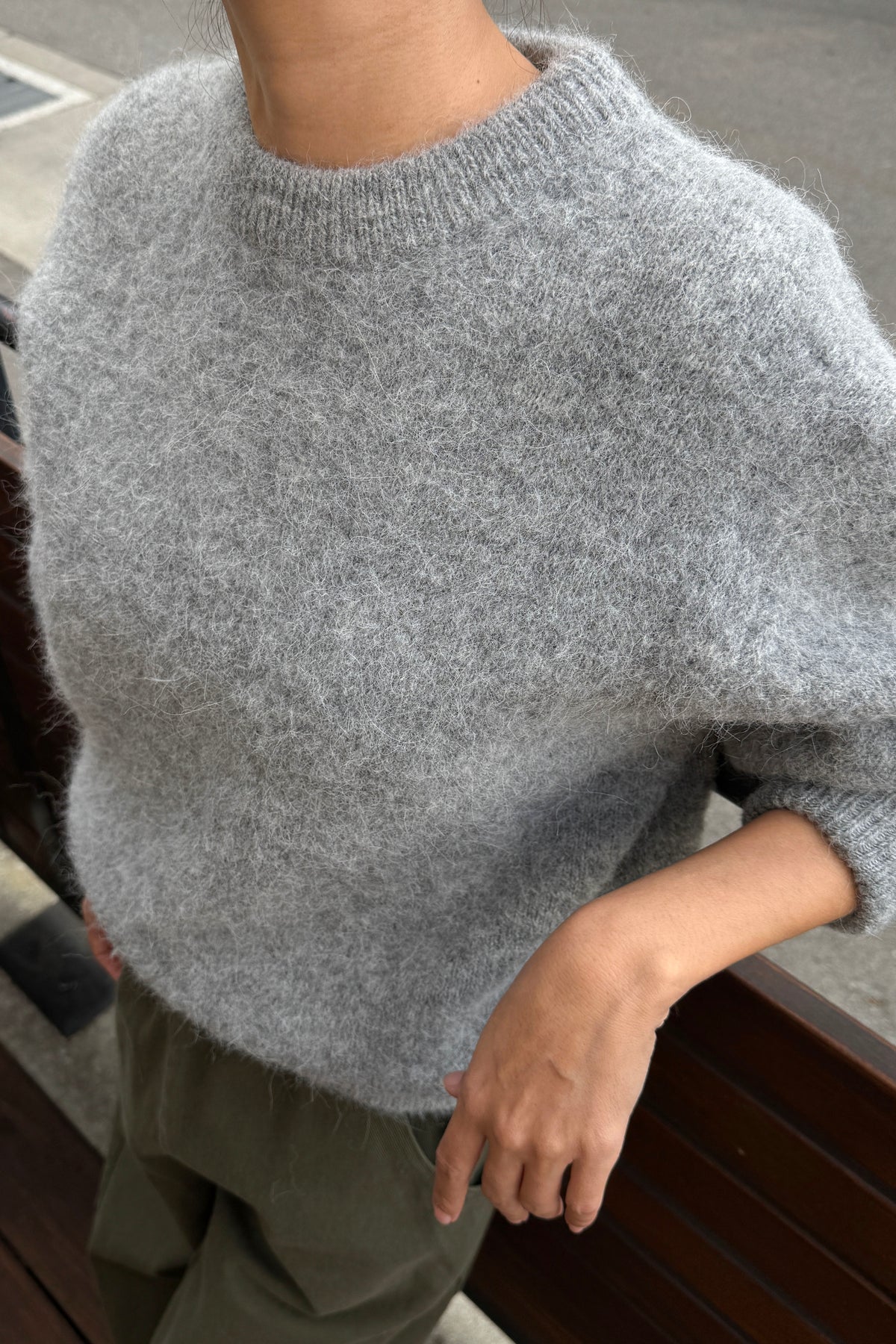 Elio Crew Neck Alpaca Sweater - Ht. Grey