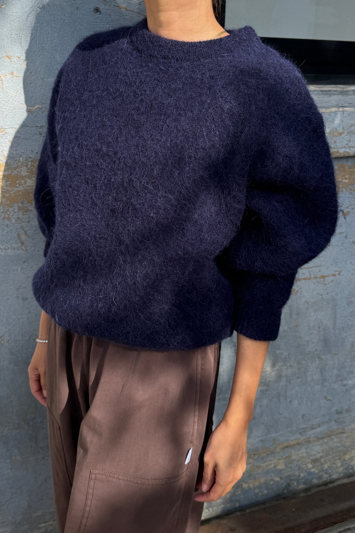 Elio Crew Neck Alpaca Sweater - Navy