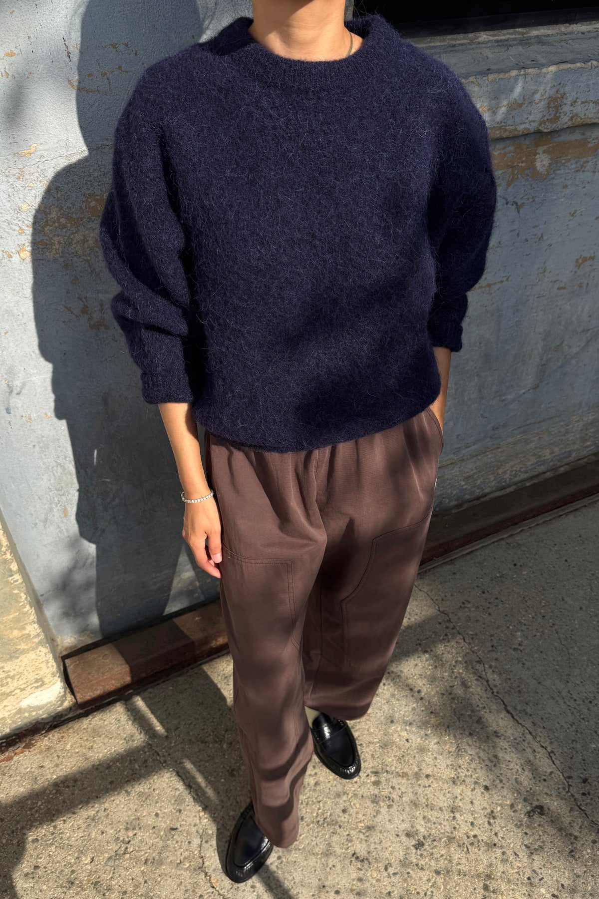 Elio Crew Neck Alpaca Sweater - Navy