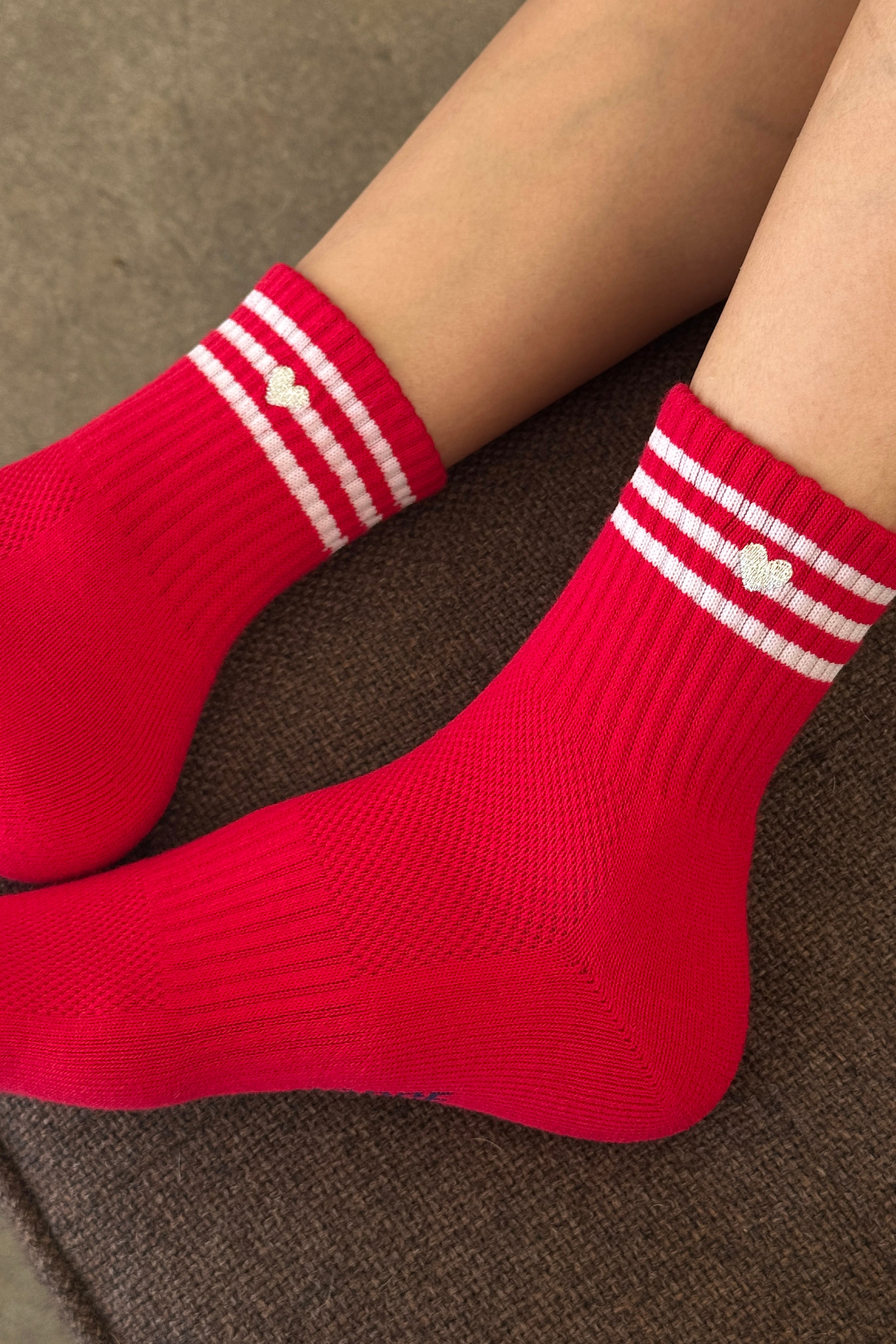 Embroidered Girlfriend Socks - SCARLET+ HEART