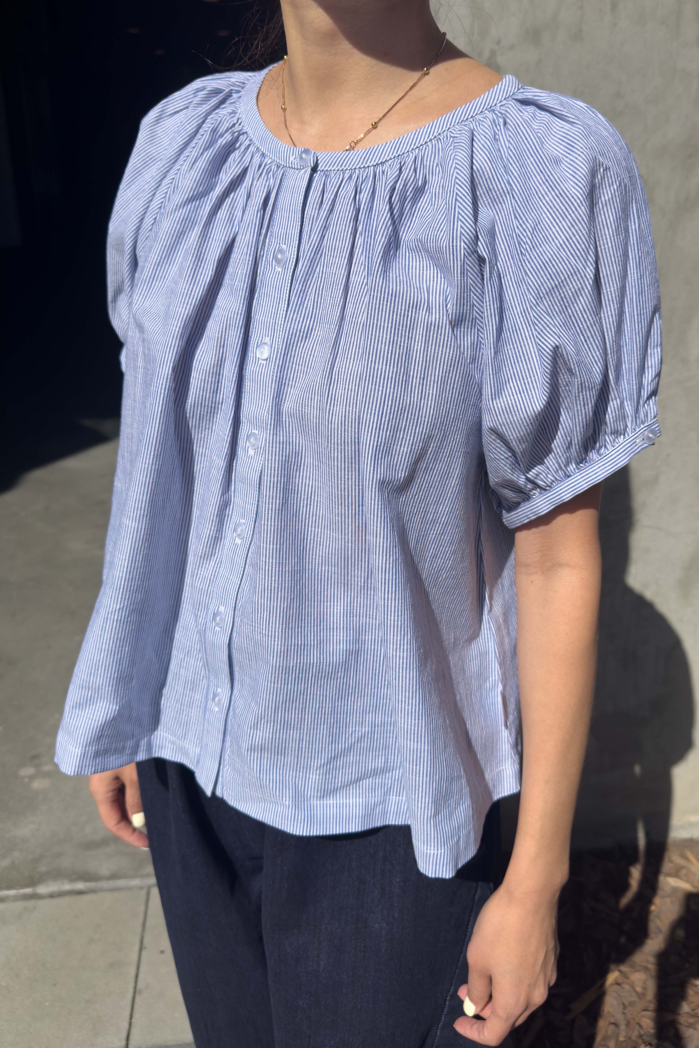 Emily Short Sleeve Top - Blue Stripe