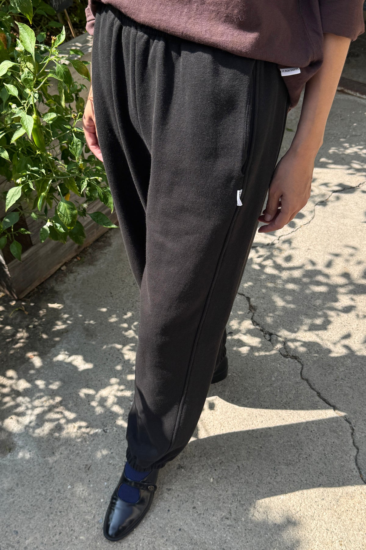 Pantalones tipo globo de rizo francés - Negro