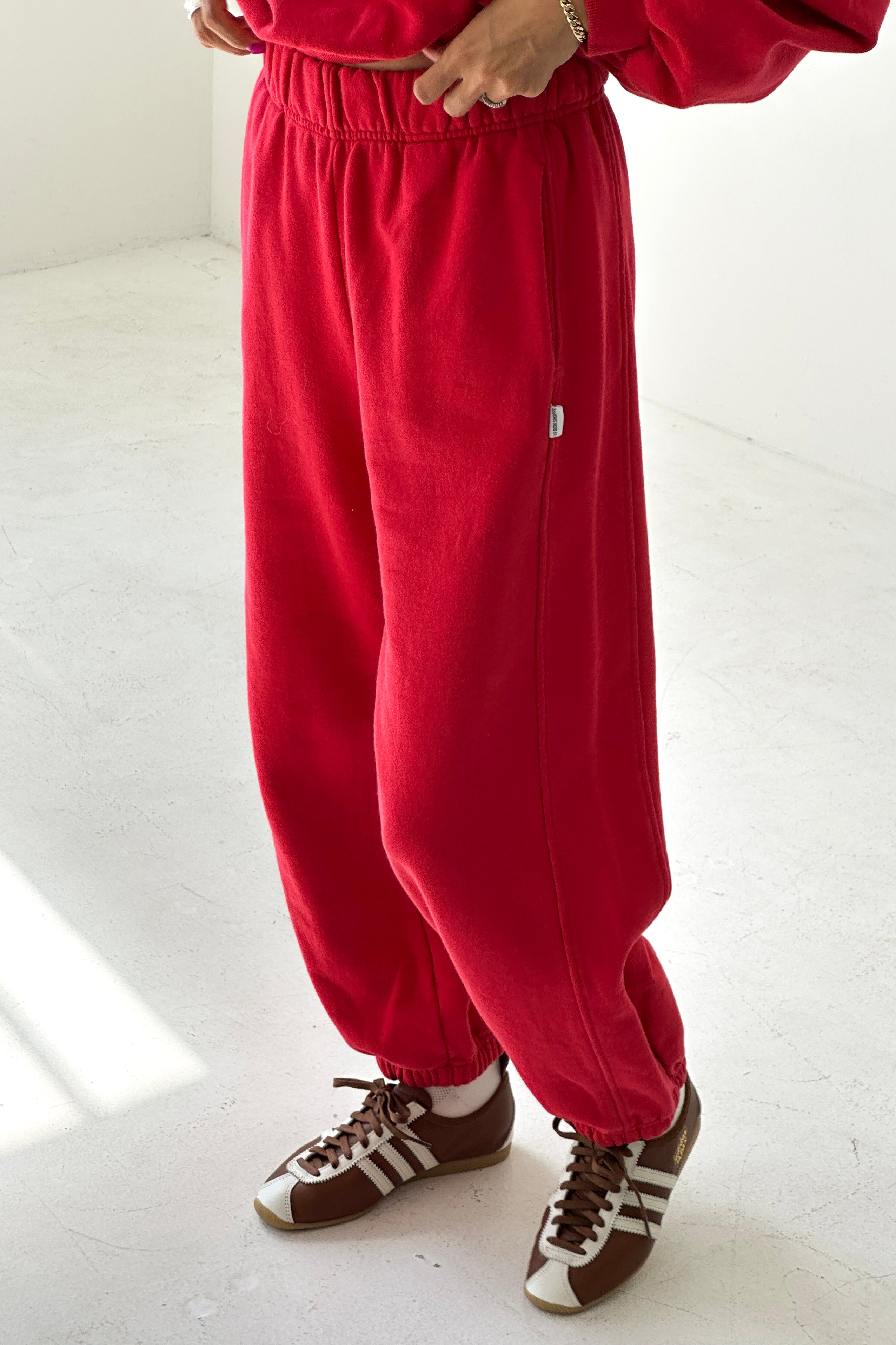 French Terry Balloon Pants - Red Tulip