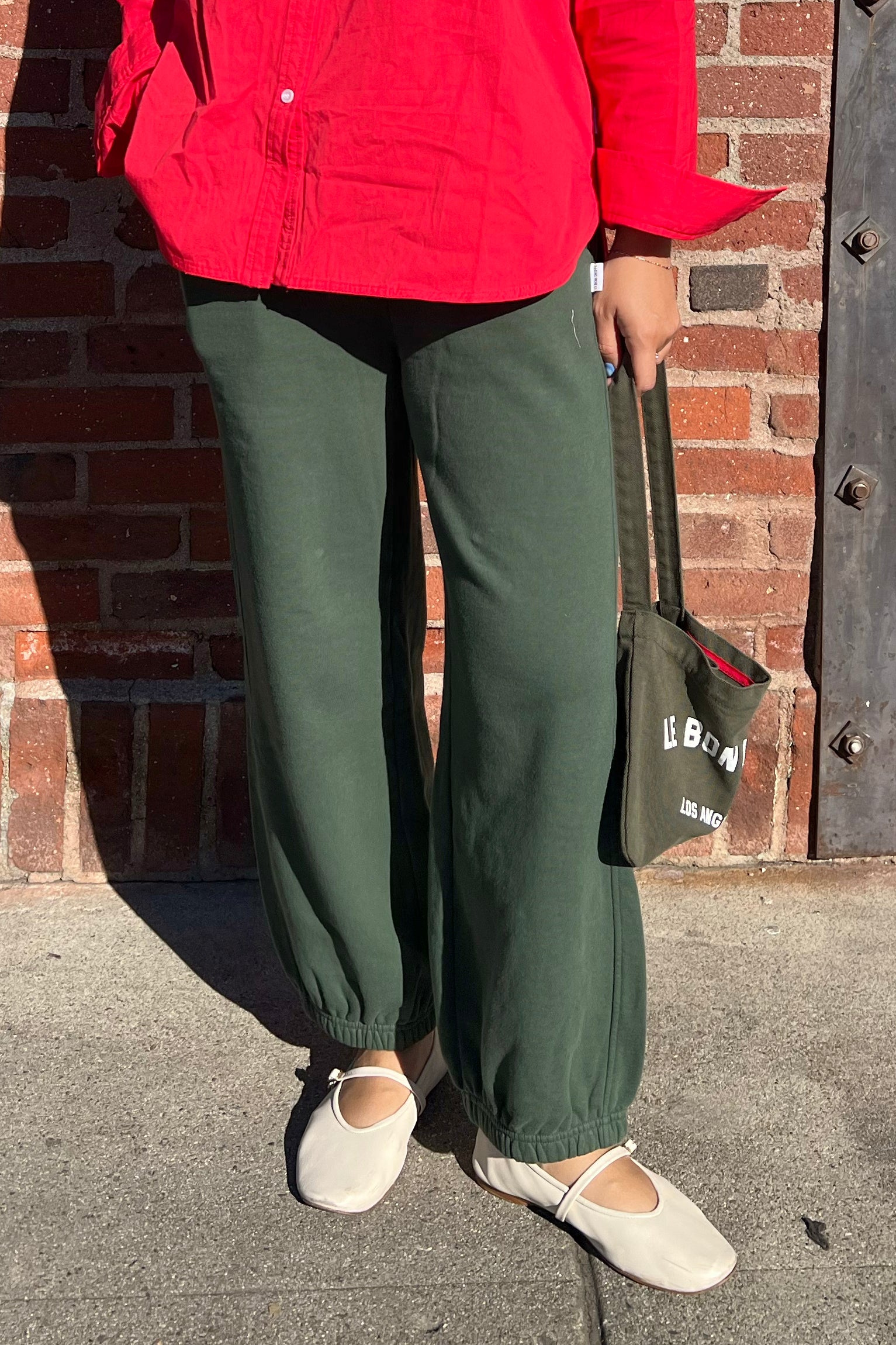 French Terry Balloon Pants - Cedar Green