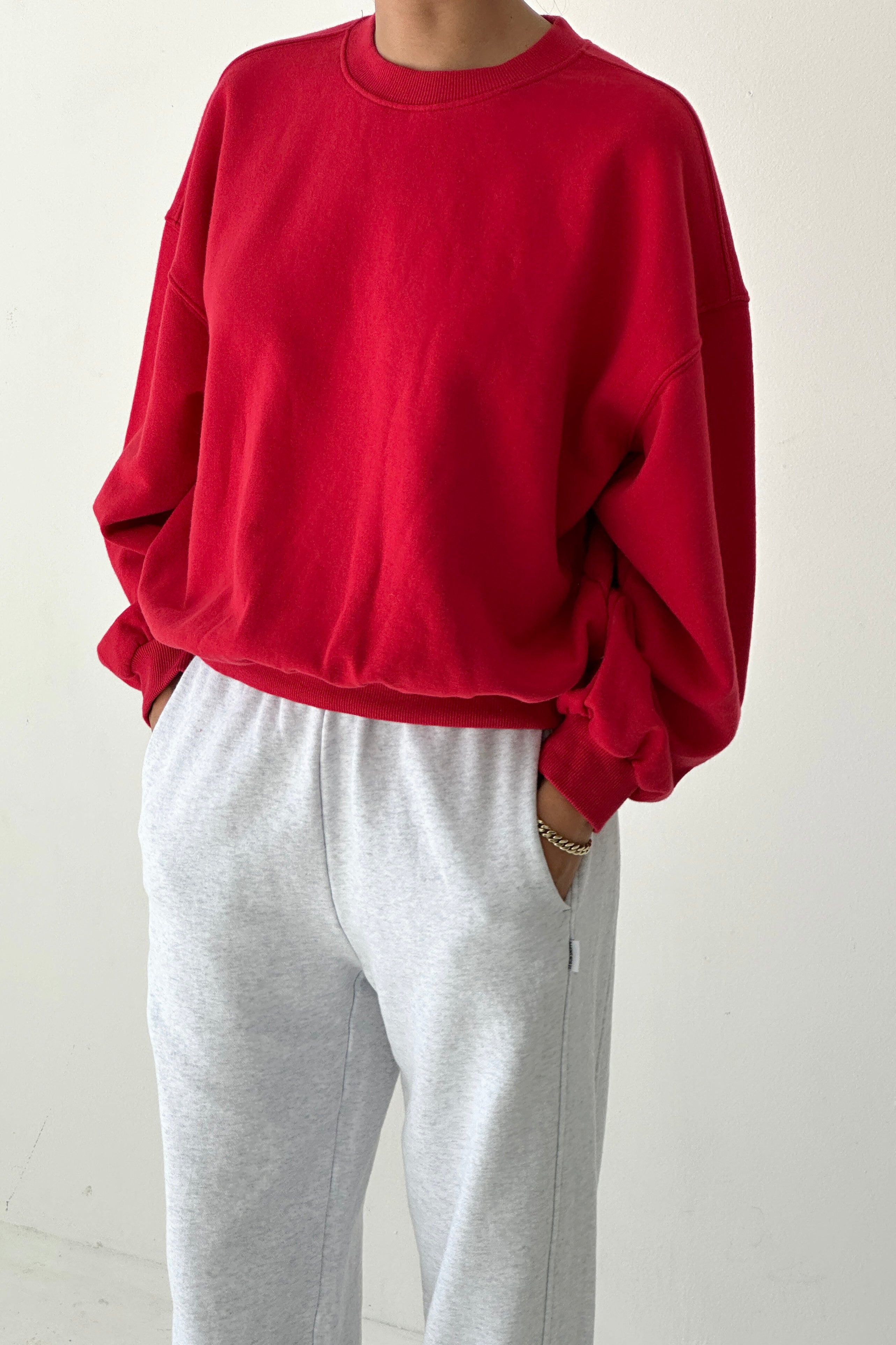 French Terry Core Sweatshirt - Red Tulip