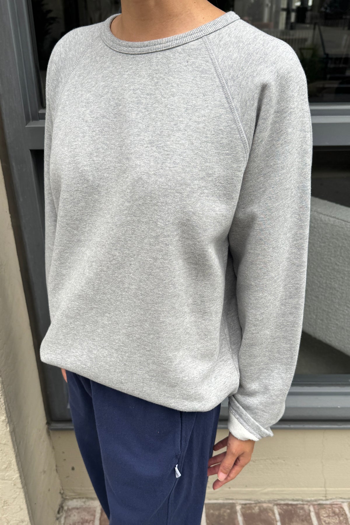 French Terry Raglan Tee - Melange Grey