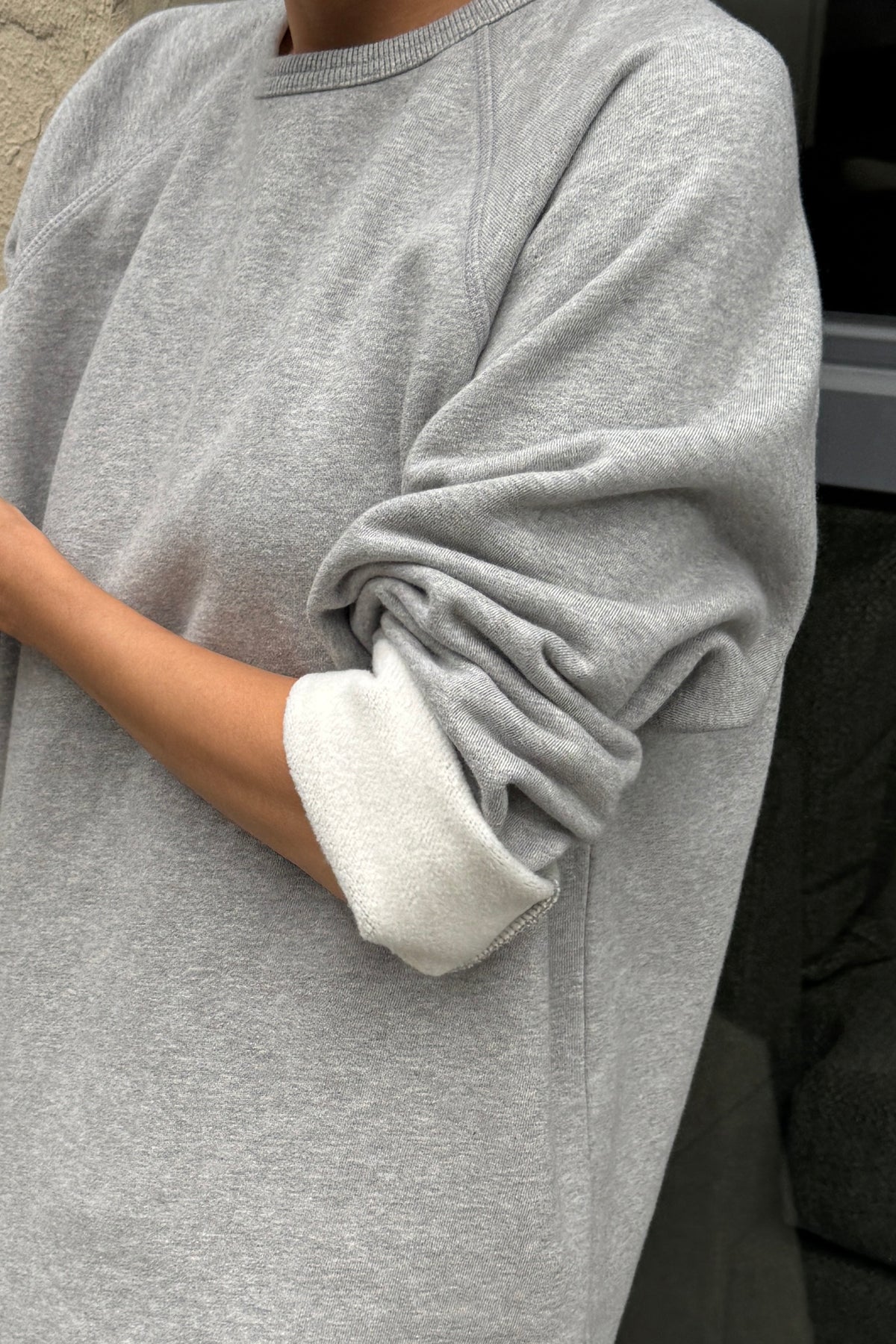 French Terry Raglan Tee - Melange Grey
