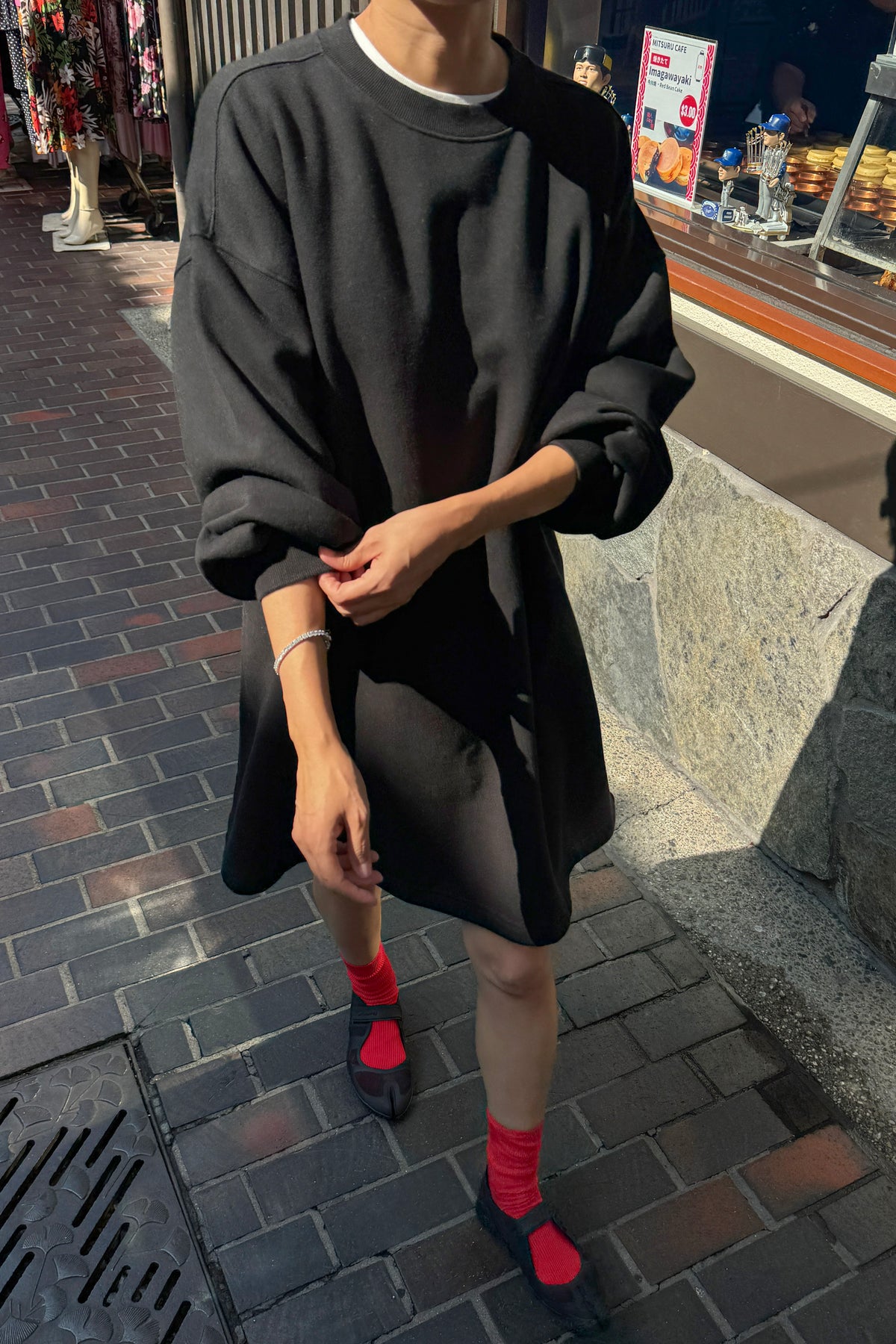 French Terry Swing Dress - Black