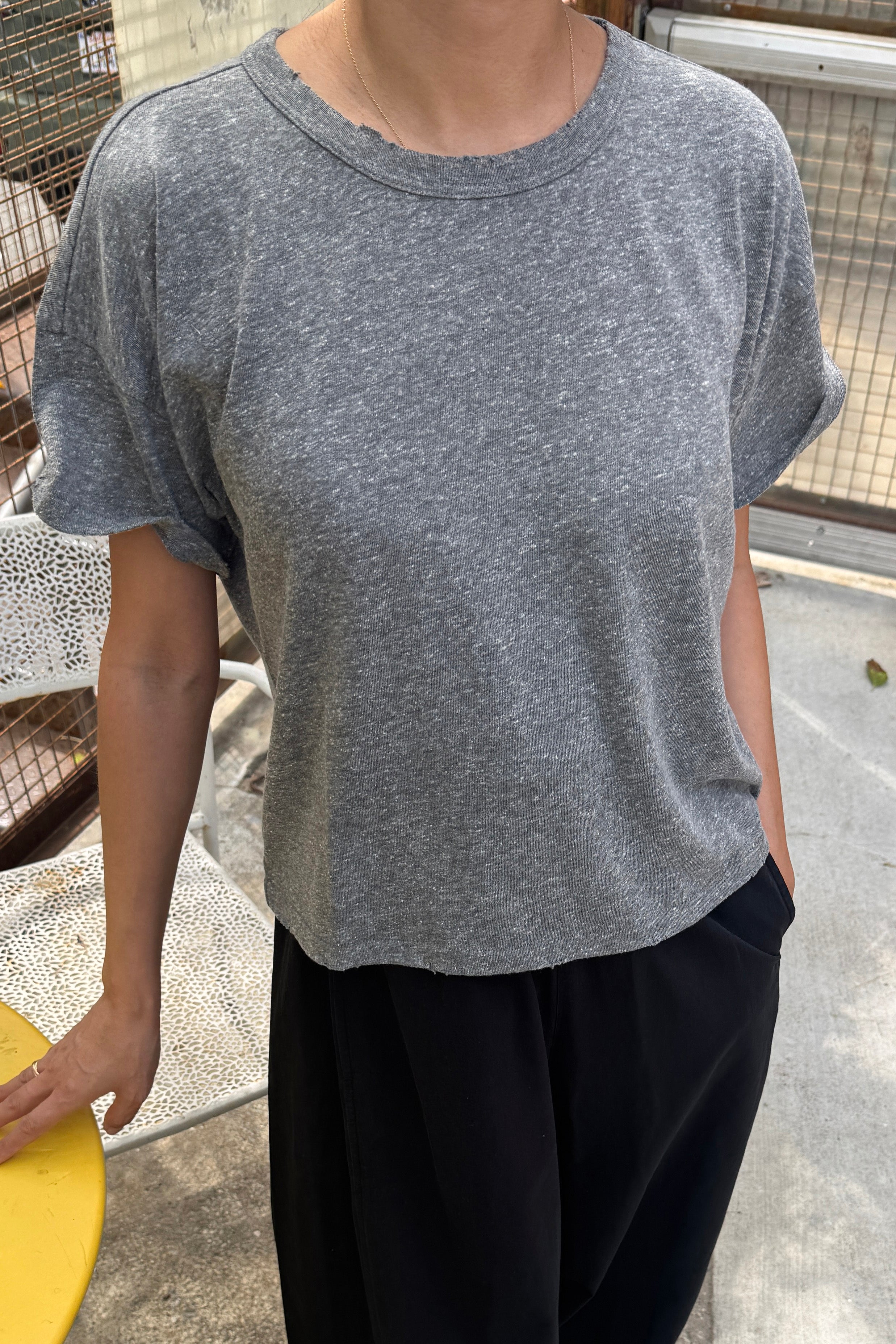 Vintage Fille Tee - Ht.Grey