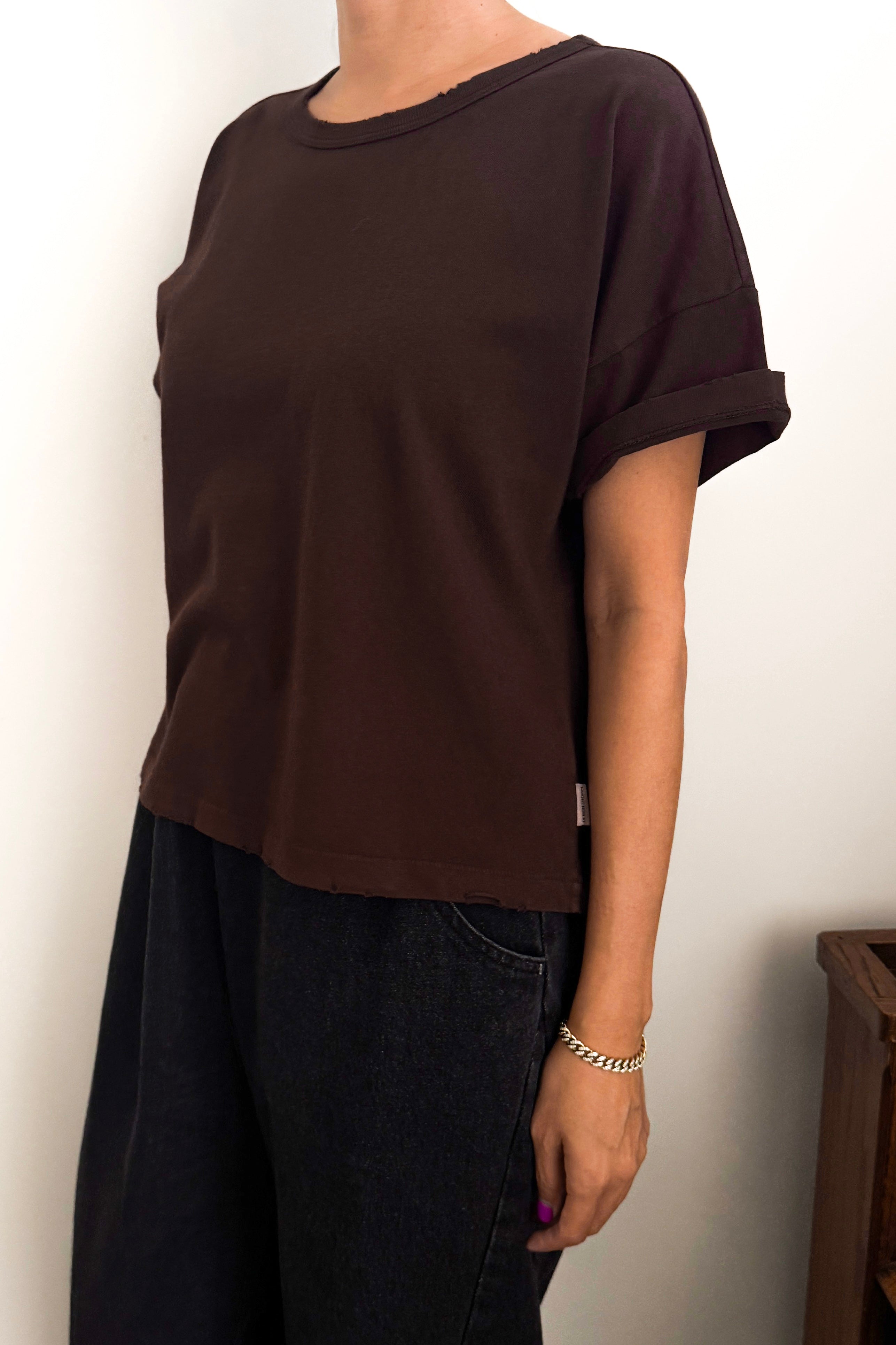 Vintage Fille Tee - Dark Cacao
