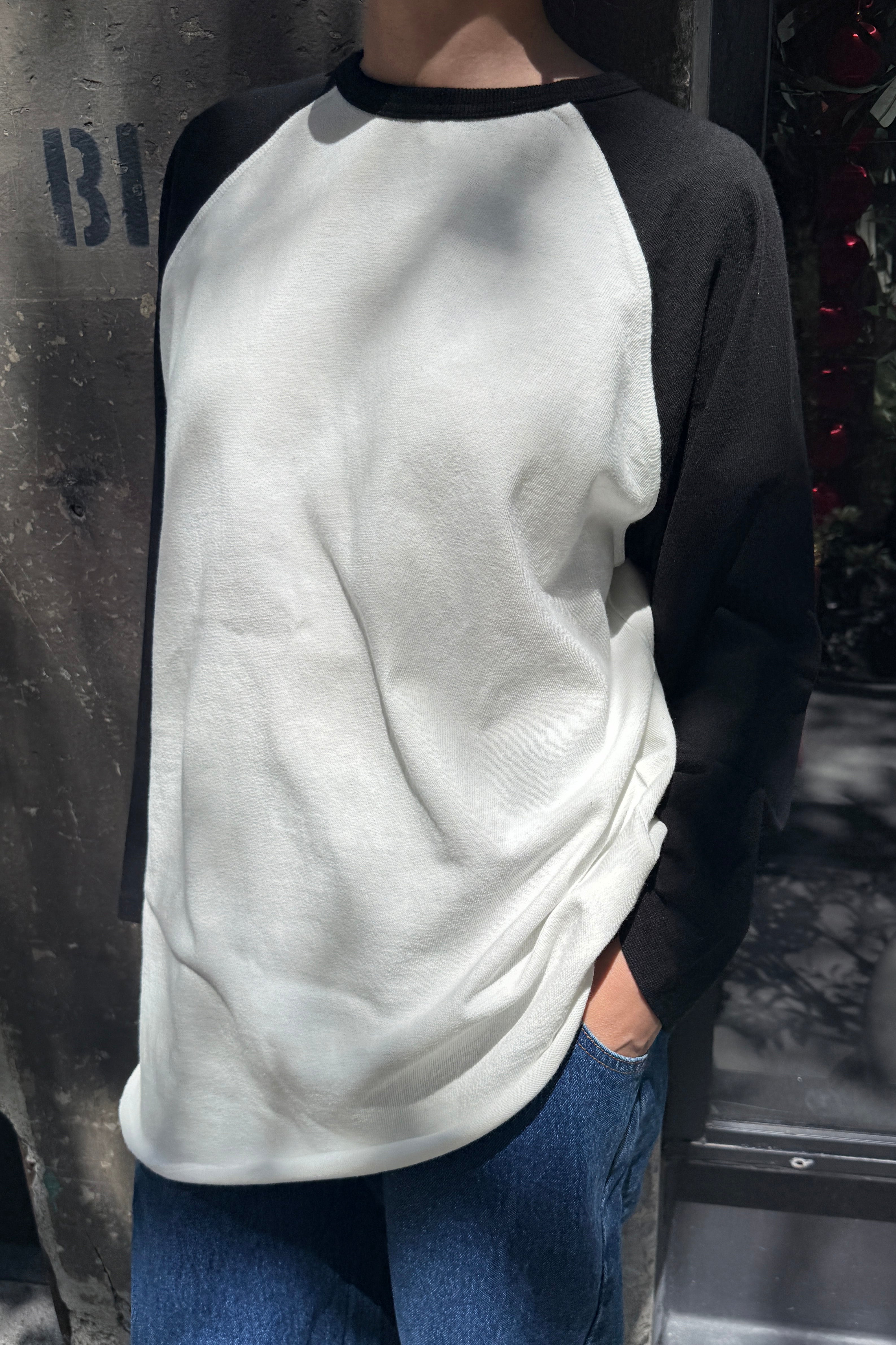 Heavy Cotton Raglan Tee - White/Black