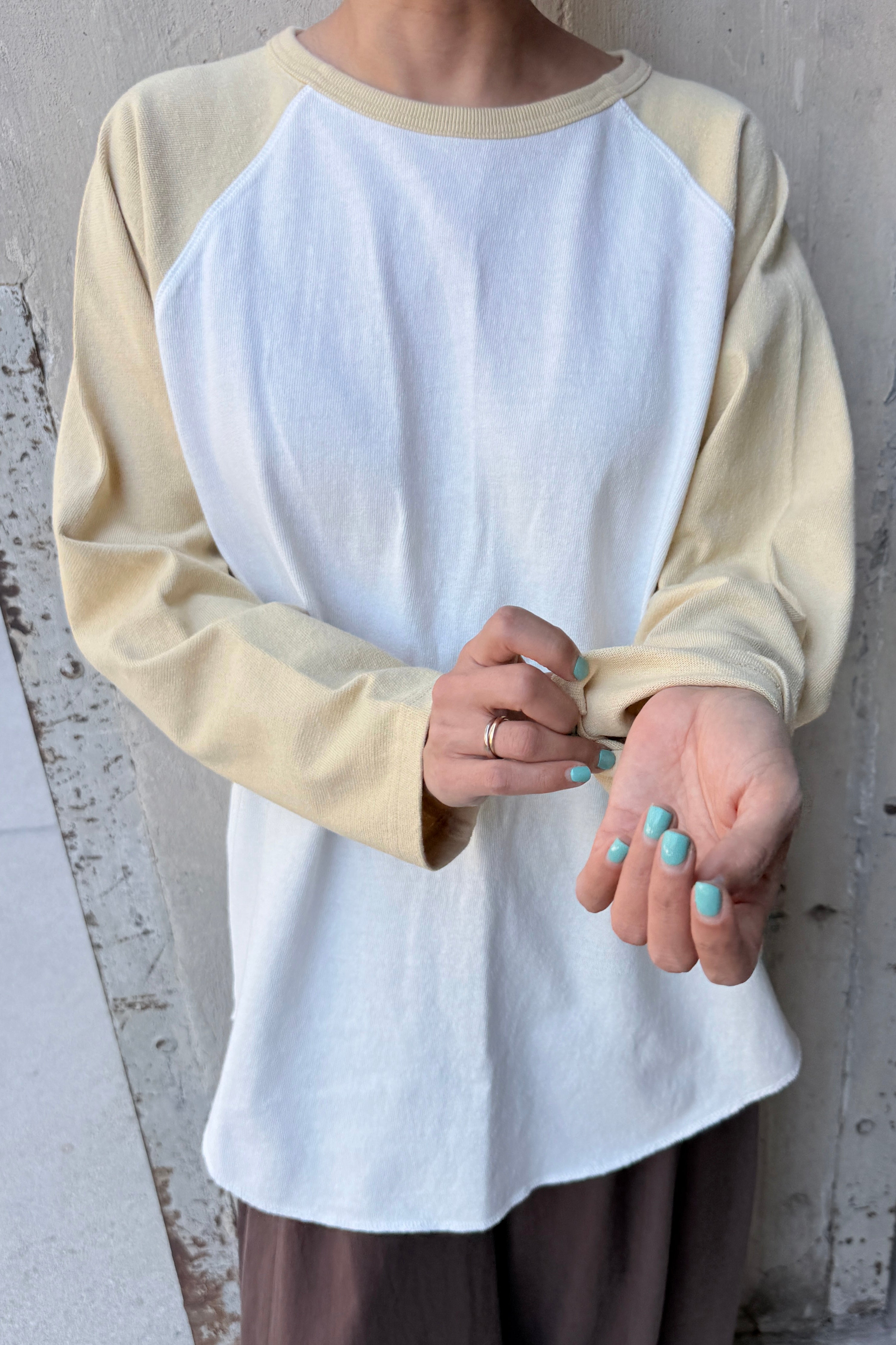 Heavy Cotton Raglan Tee - White/Butter