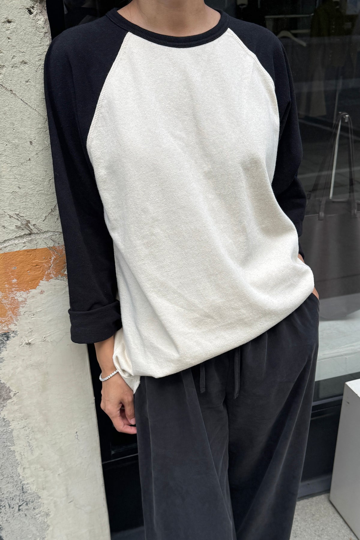 Heavy Cotton Raglan Tee - Naturel/Black