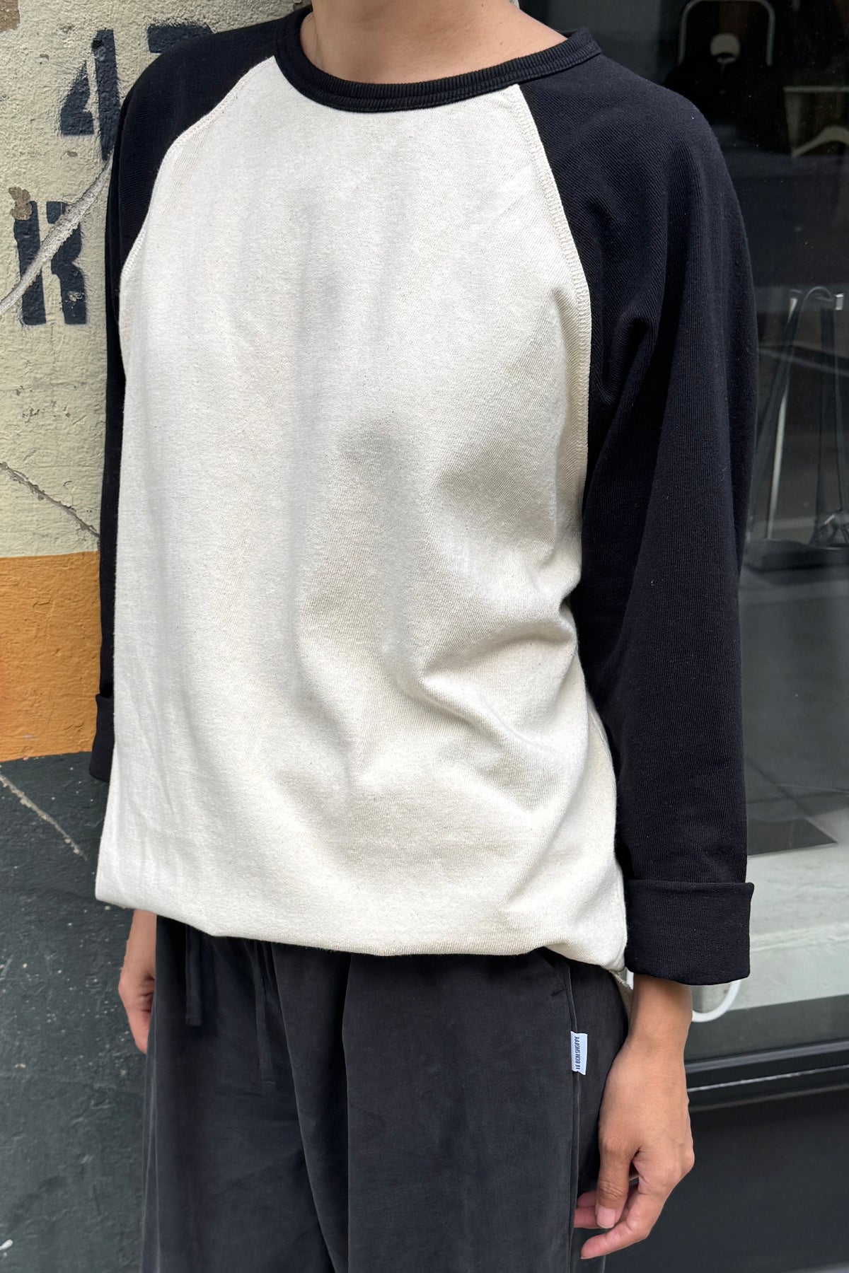 Heavy Cotton Raglan Tee - Naturel/Black