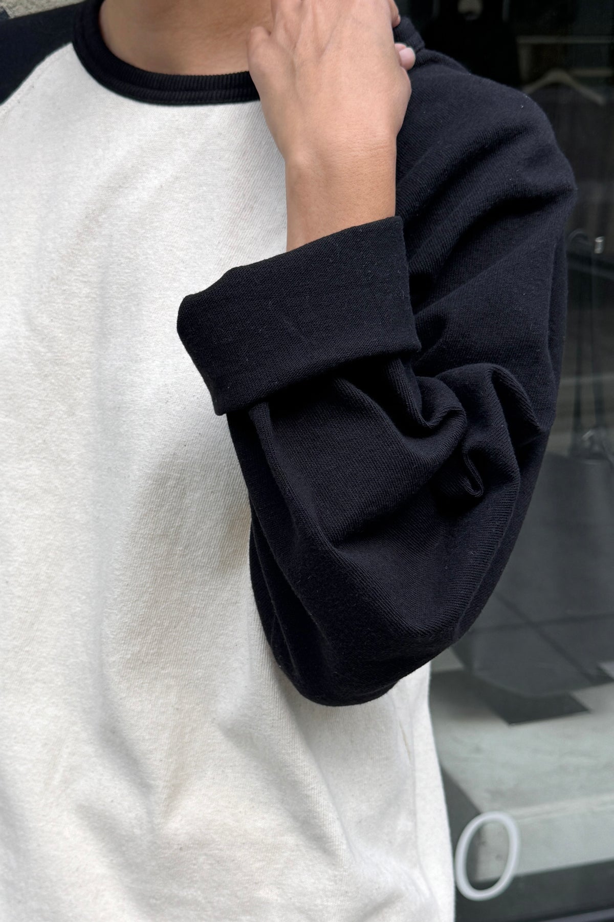 Heavy Cotton Raglan Tee - Naturel/Black