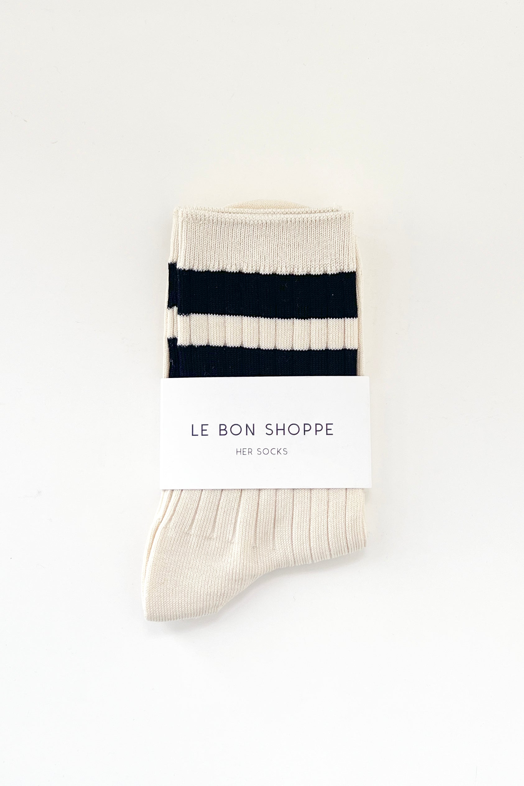 Her Varsity Socks - CREAM BLACK