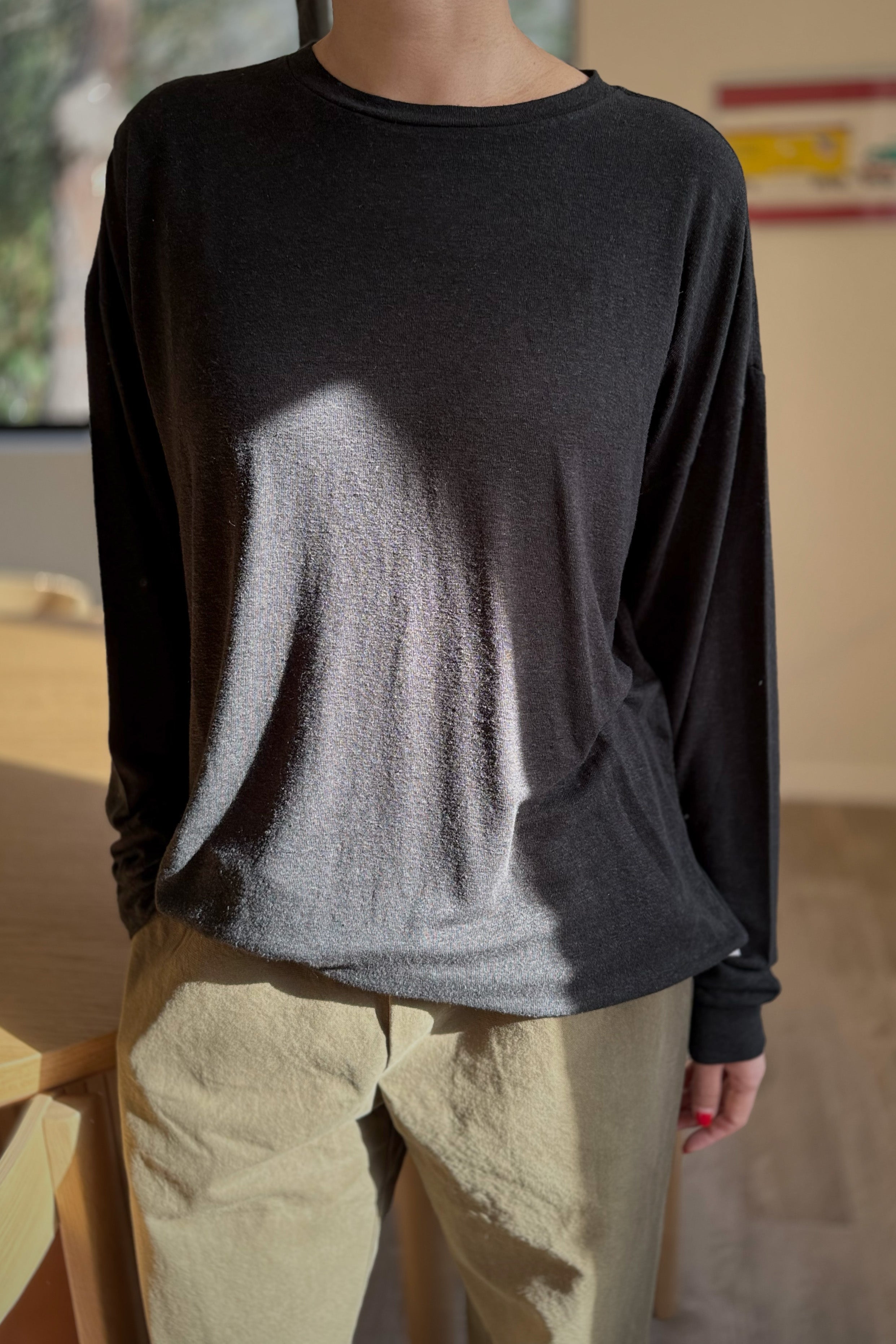 Haze Linen Blend Tee - Black