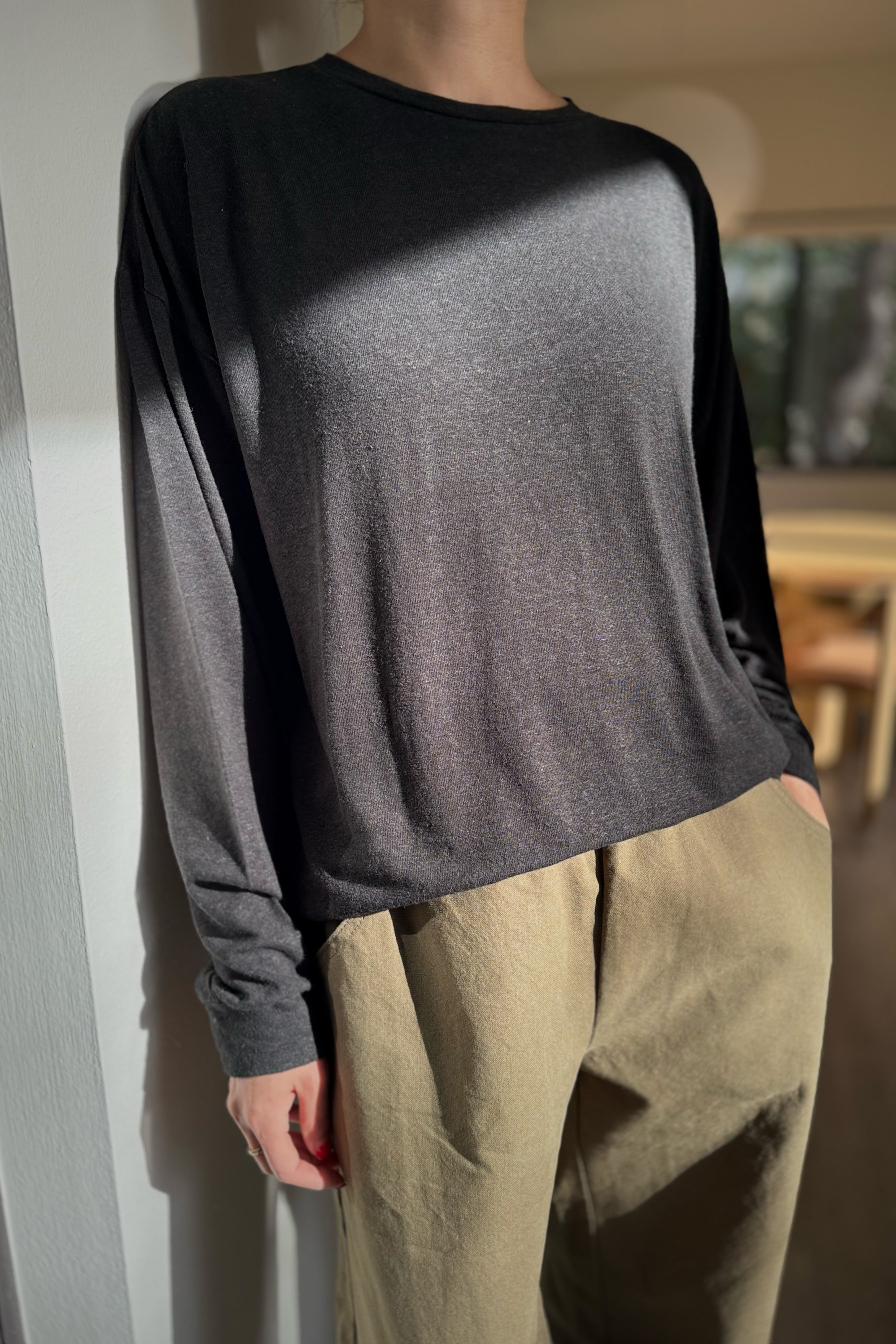 Haze Linen Blend Tee - Black