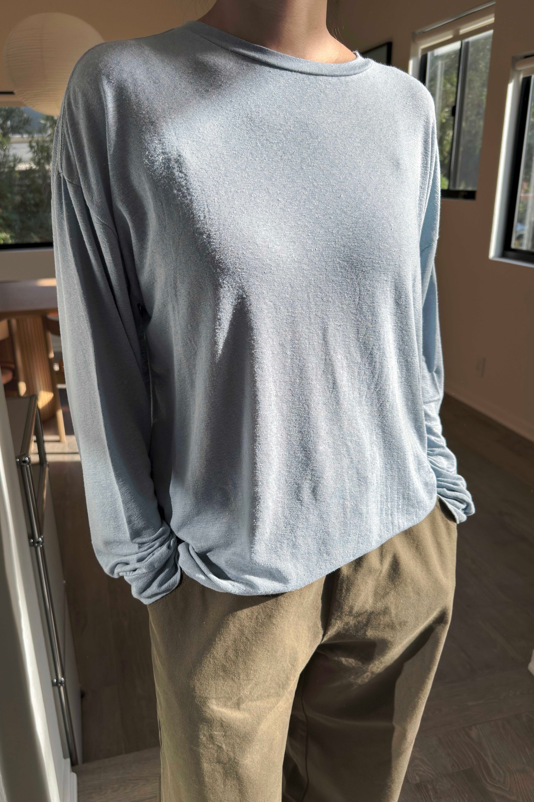 Haze Linen Blend Tee - Moonbeam