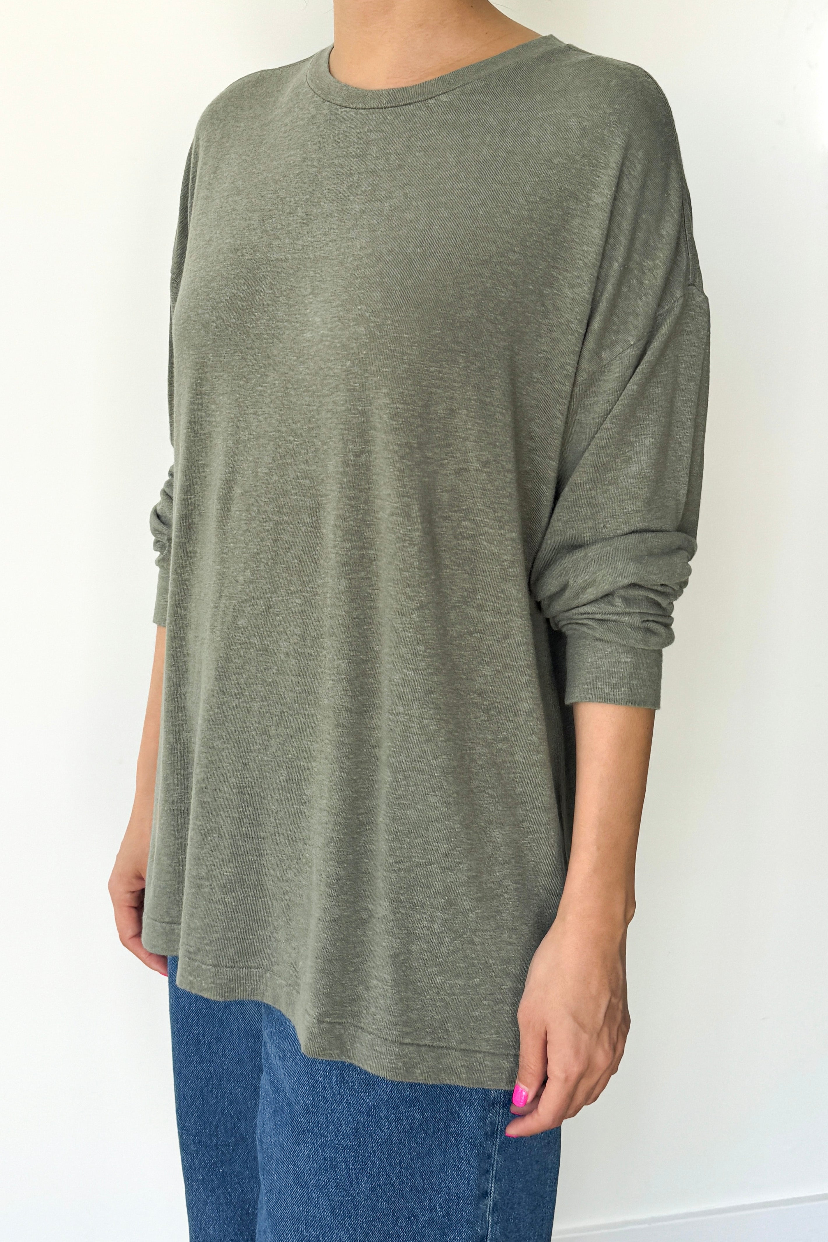 Haze Linen Blend Tee - Sage