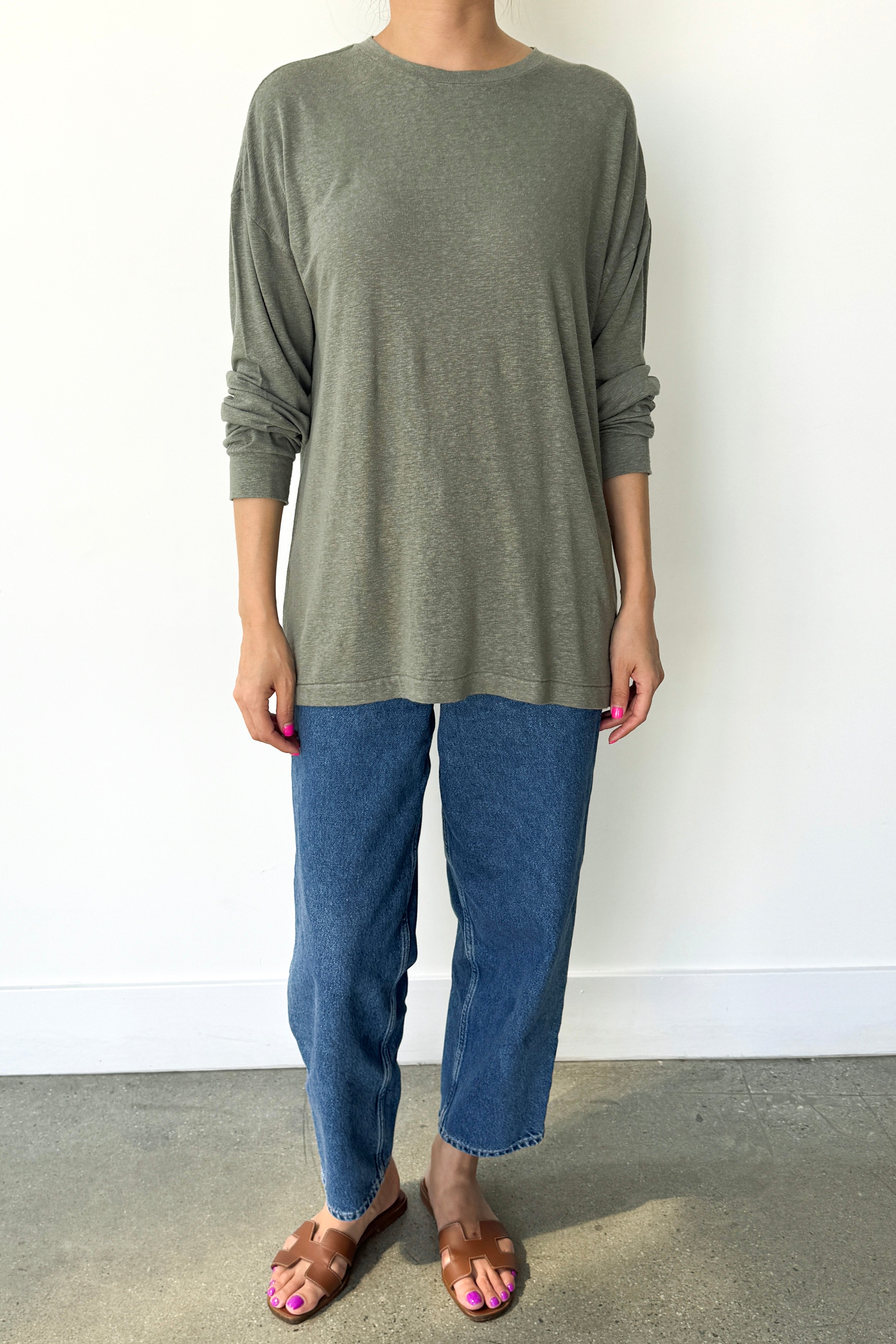 Haze Linen Blend Tee - Sage