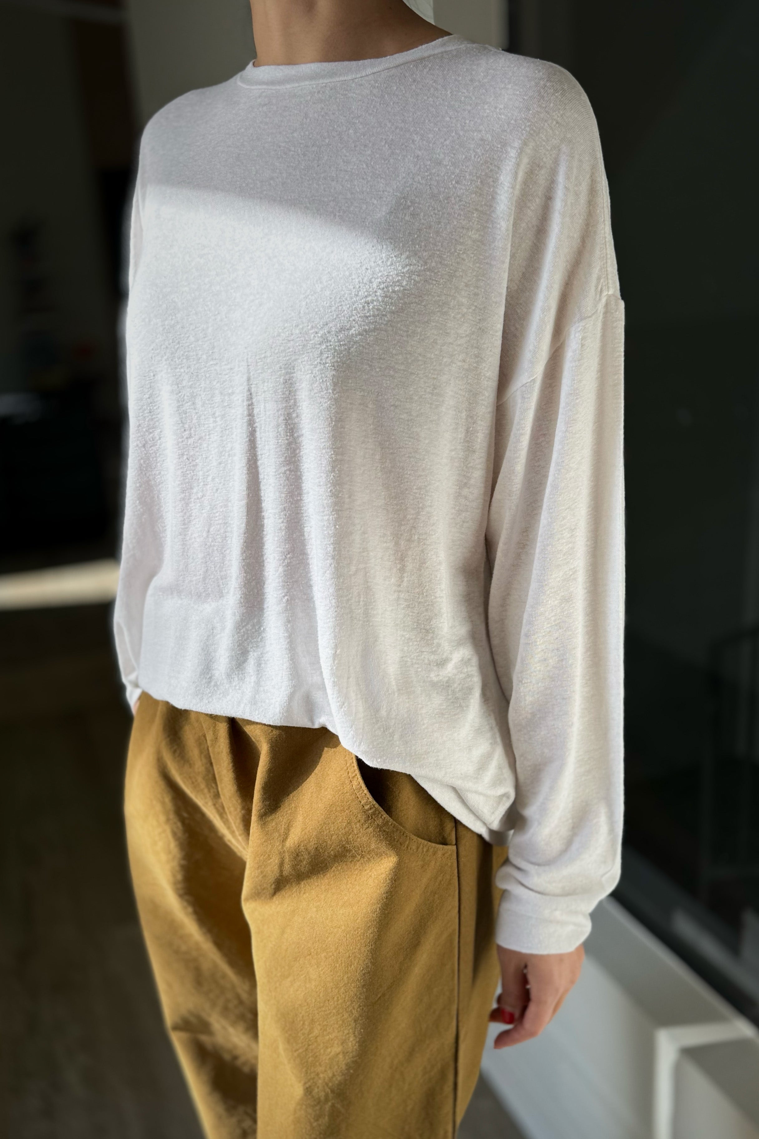 Haze Linen Blend Tee - White