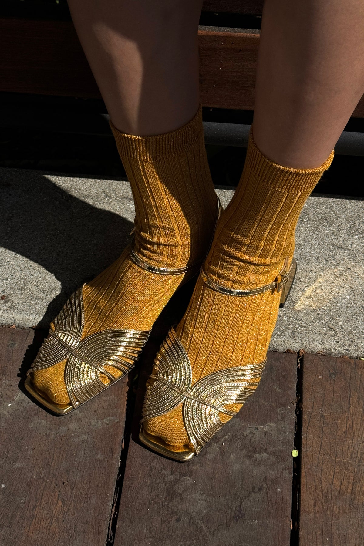 Her Socks (Glitter) - Mustard Glitter