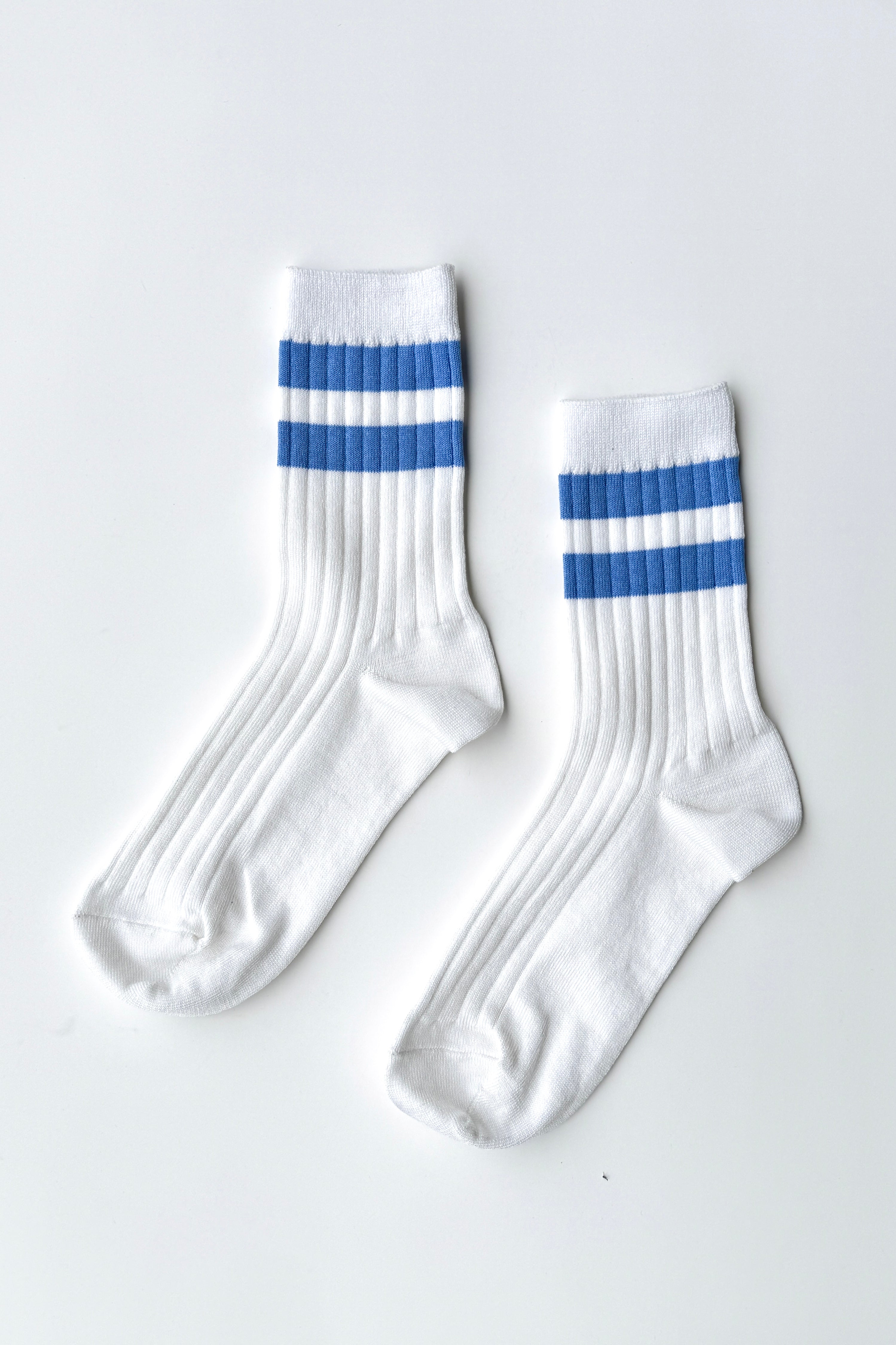Her Varsity Socks - White Periwinkle