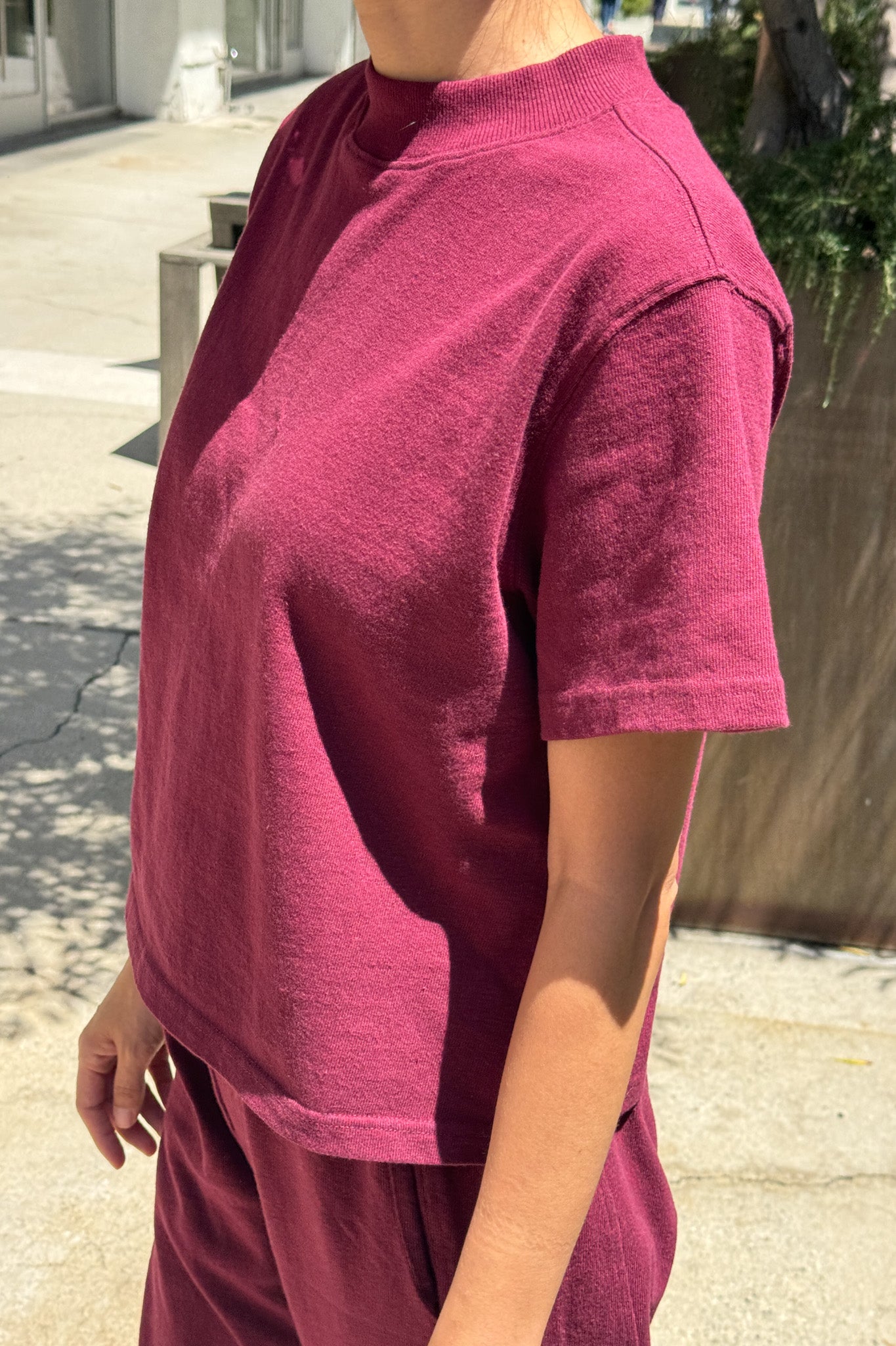 Sunset Mock Neck Tee - Cabernet