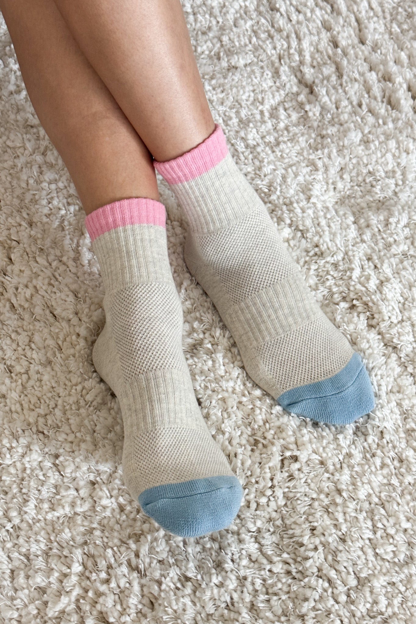 Color Block Girlfriend Socks - Grey Pink