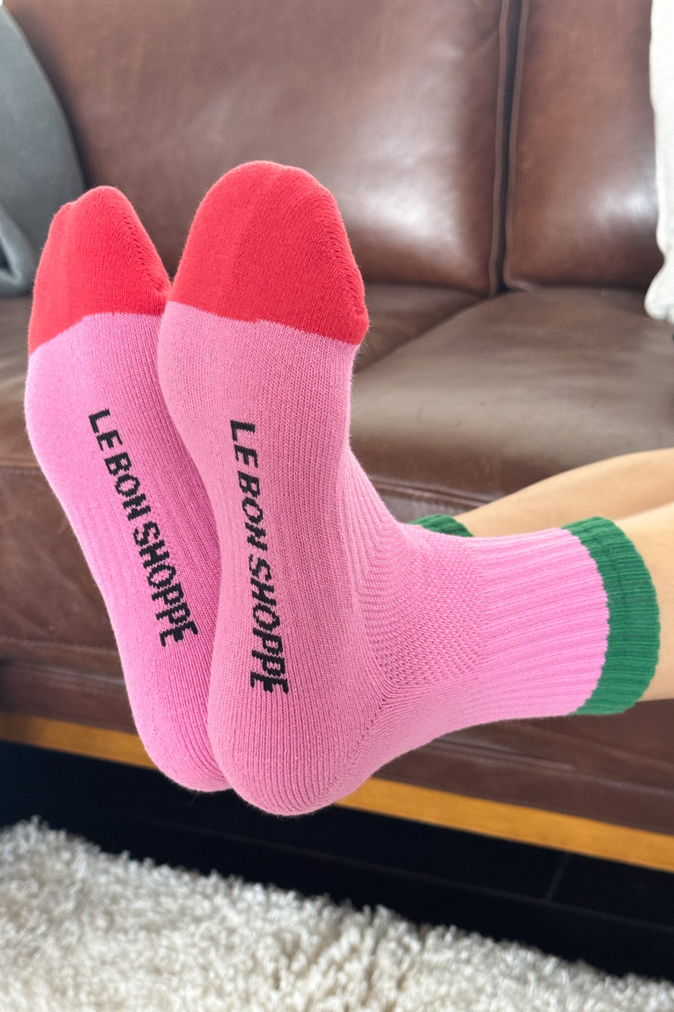 Color Block Girlfriend Socks - Rose Green