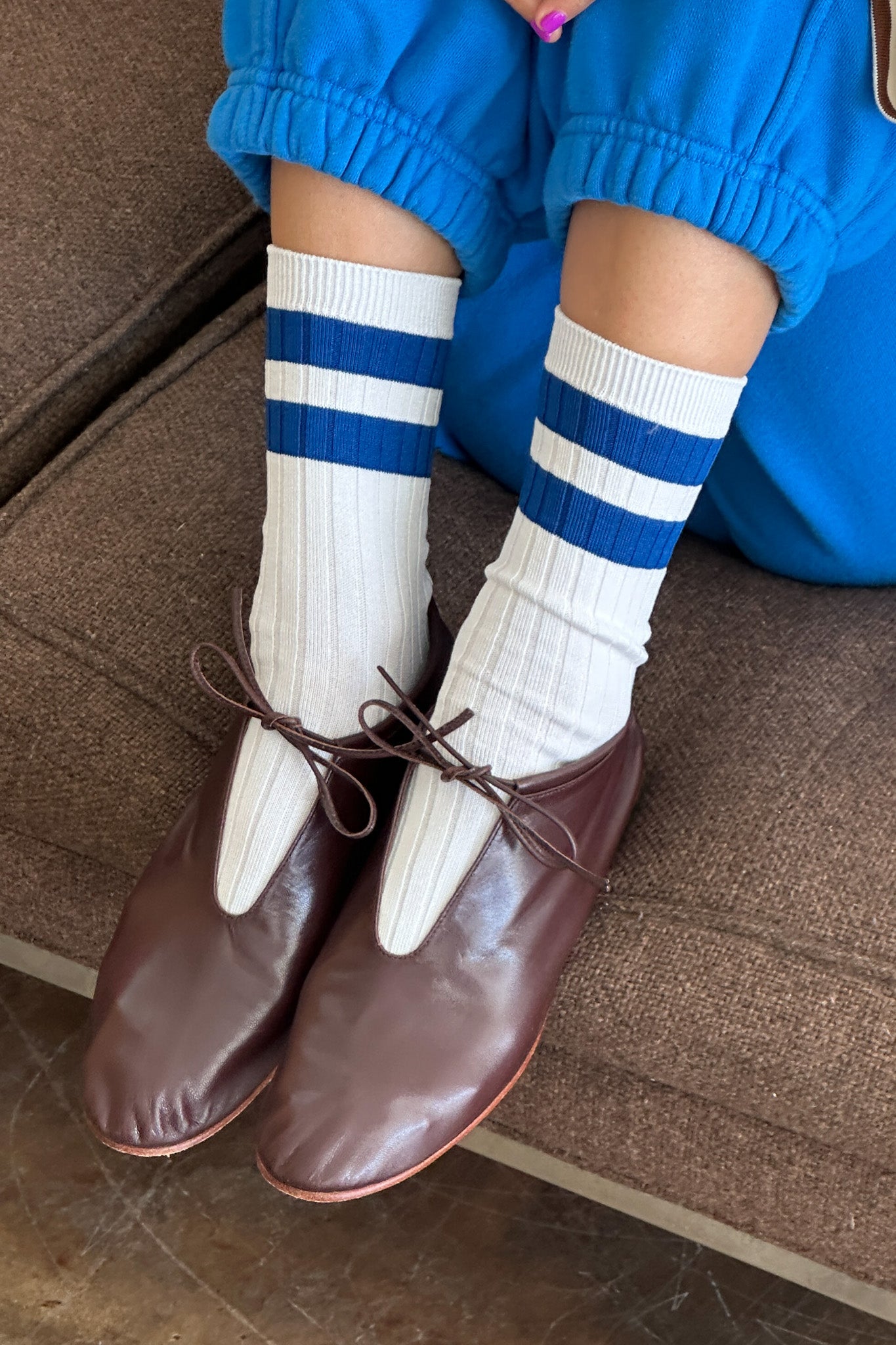 Her Varsity Socks - White Blue