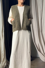 Alpaca Grandpa Vest - Olive