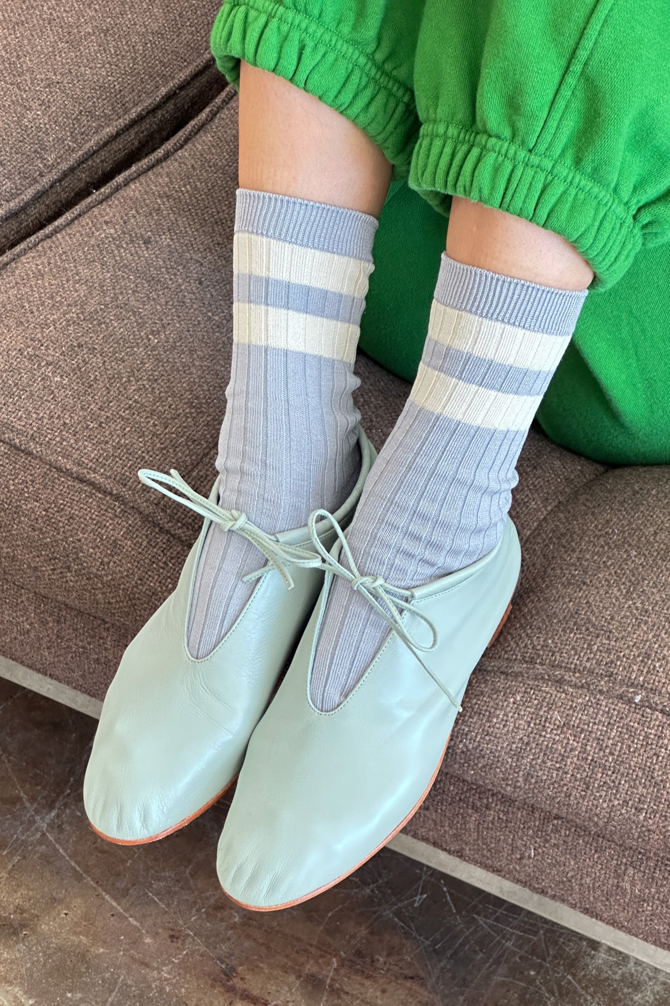 Her Varsity Socks - Stone White