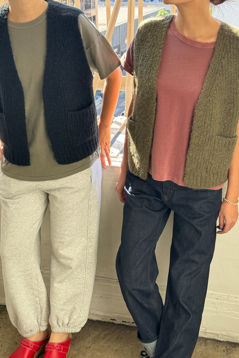 Alpaca Grandpa Vest - Olive