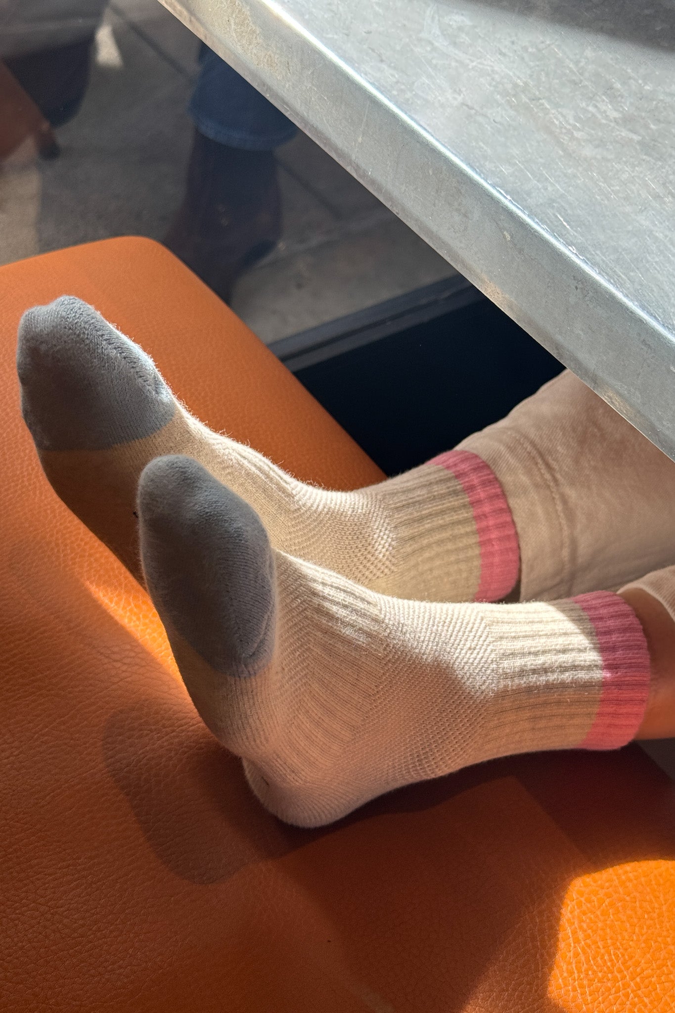 Color Block Girlfriend Socks - Grey Pink